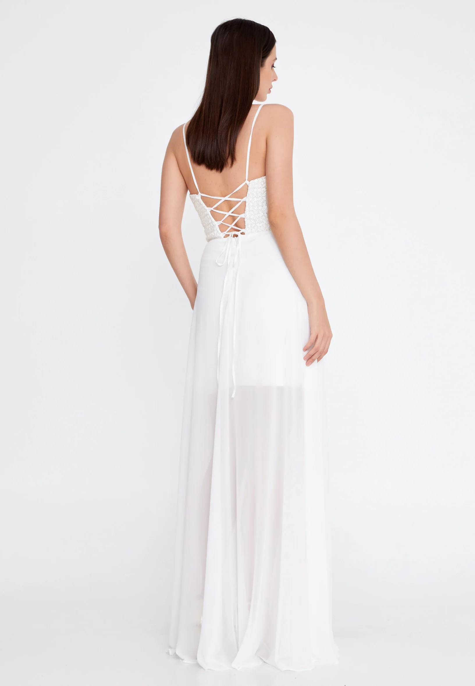 Sleeveless Maxi Chiffon Column Regular Evening Dress rmn3188 - Image 34