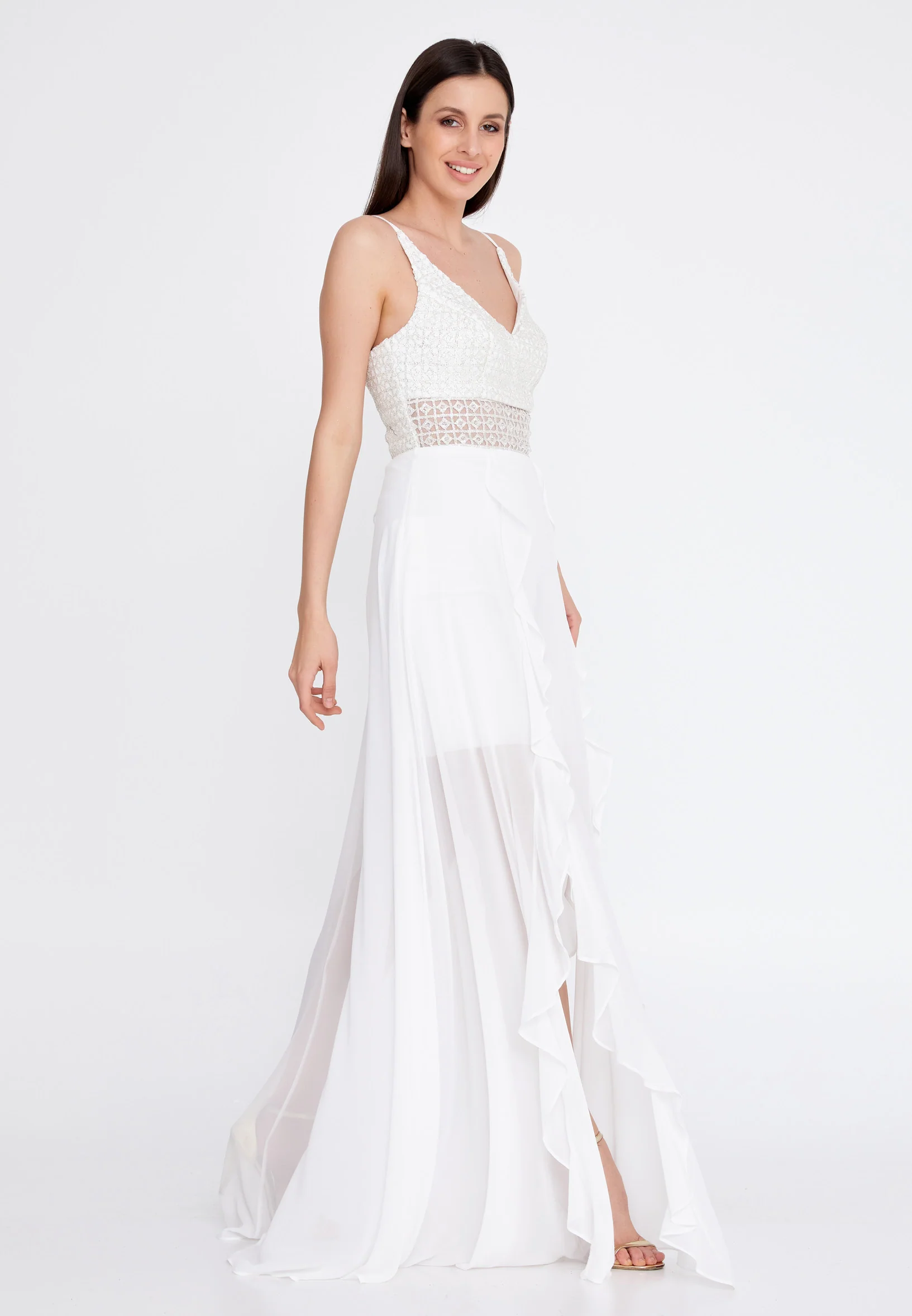 Sleeveless Maxi Chiffon Column Regular Evening Dress rmn3188 - Image 35