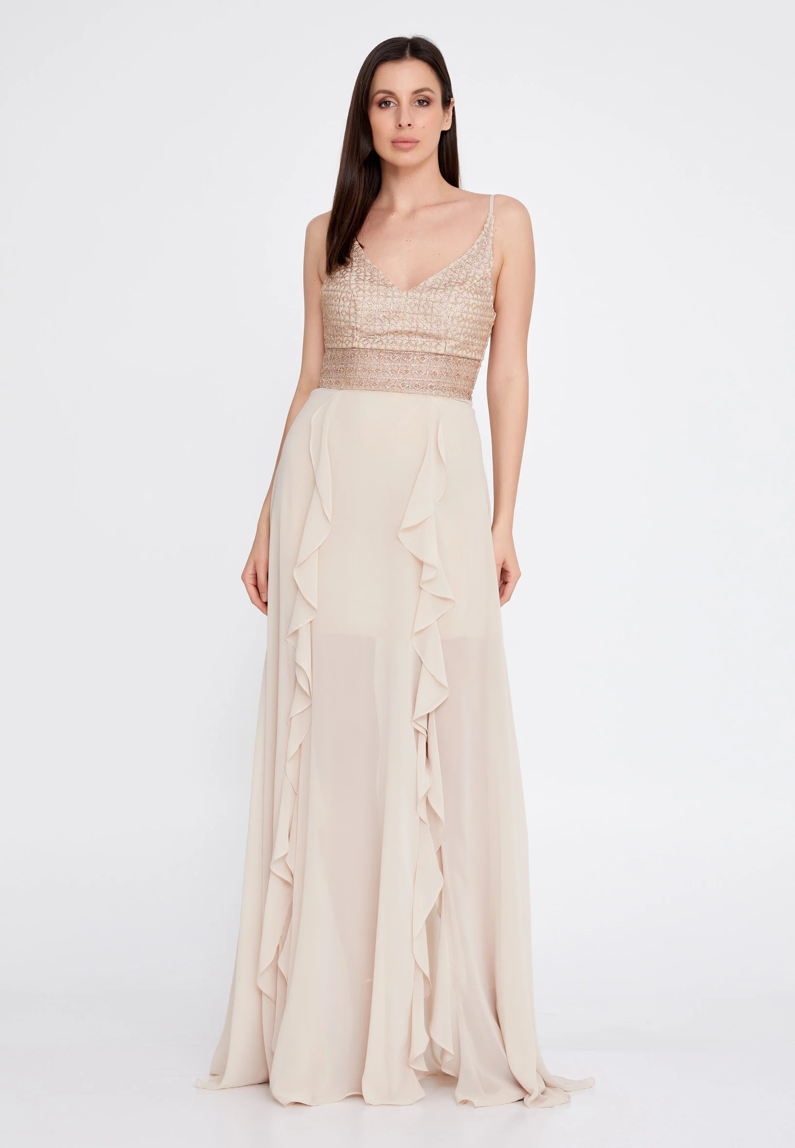 Sleeveless Maxi Chiffon Column Regular Evening Dress rmn3188 - Image 5