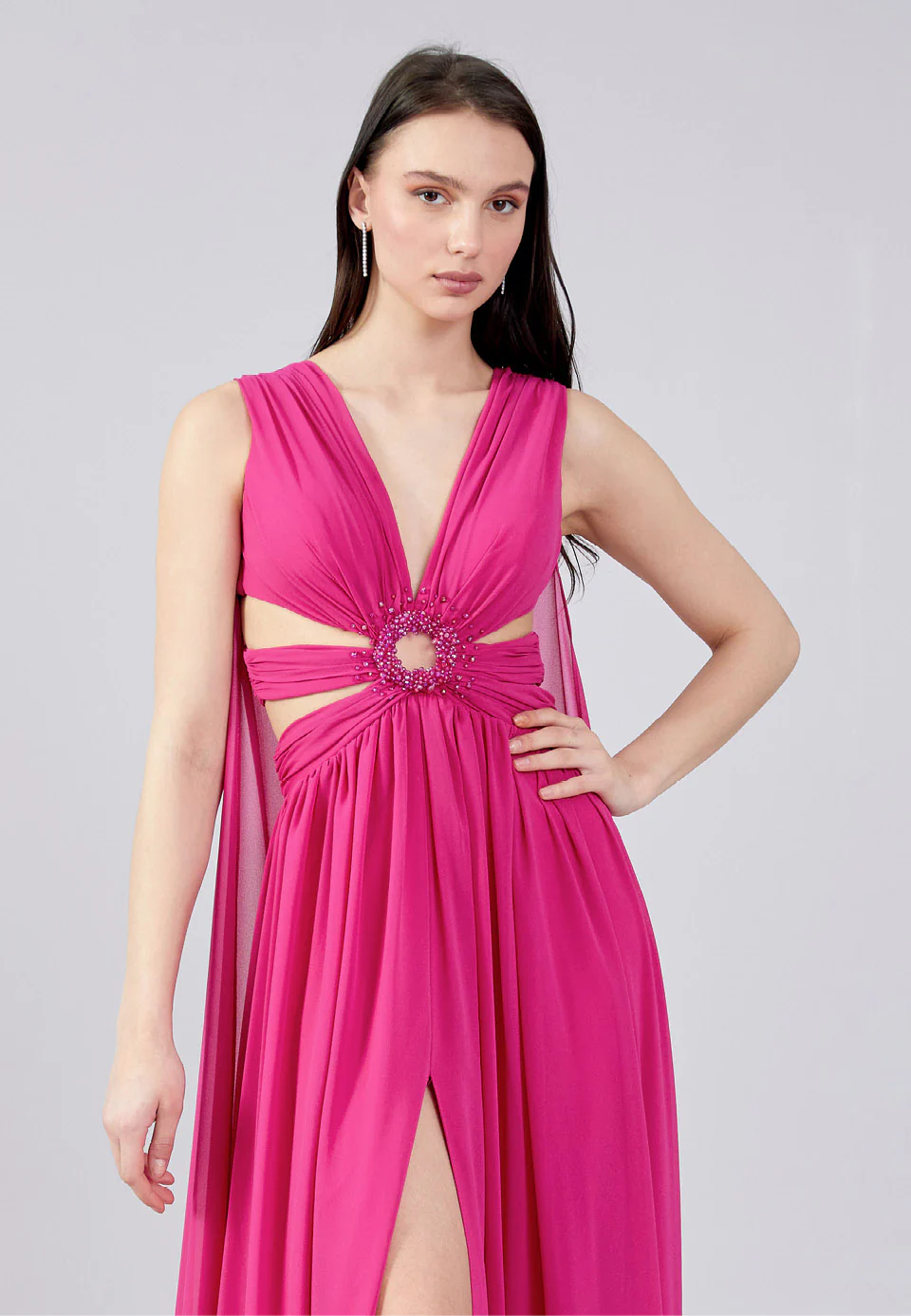 Sleeveless Maxi Chiffon Column Regular Wedding Guest Dress aln1661 - Image 4