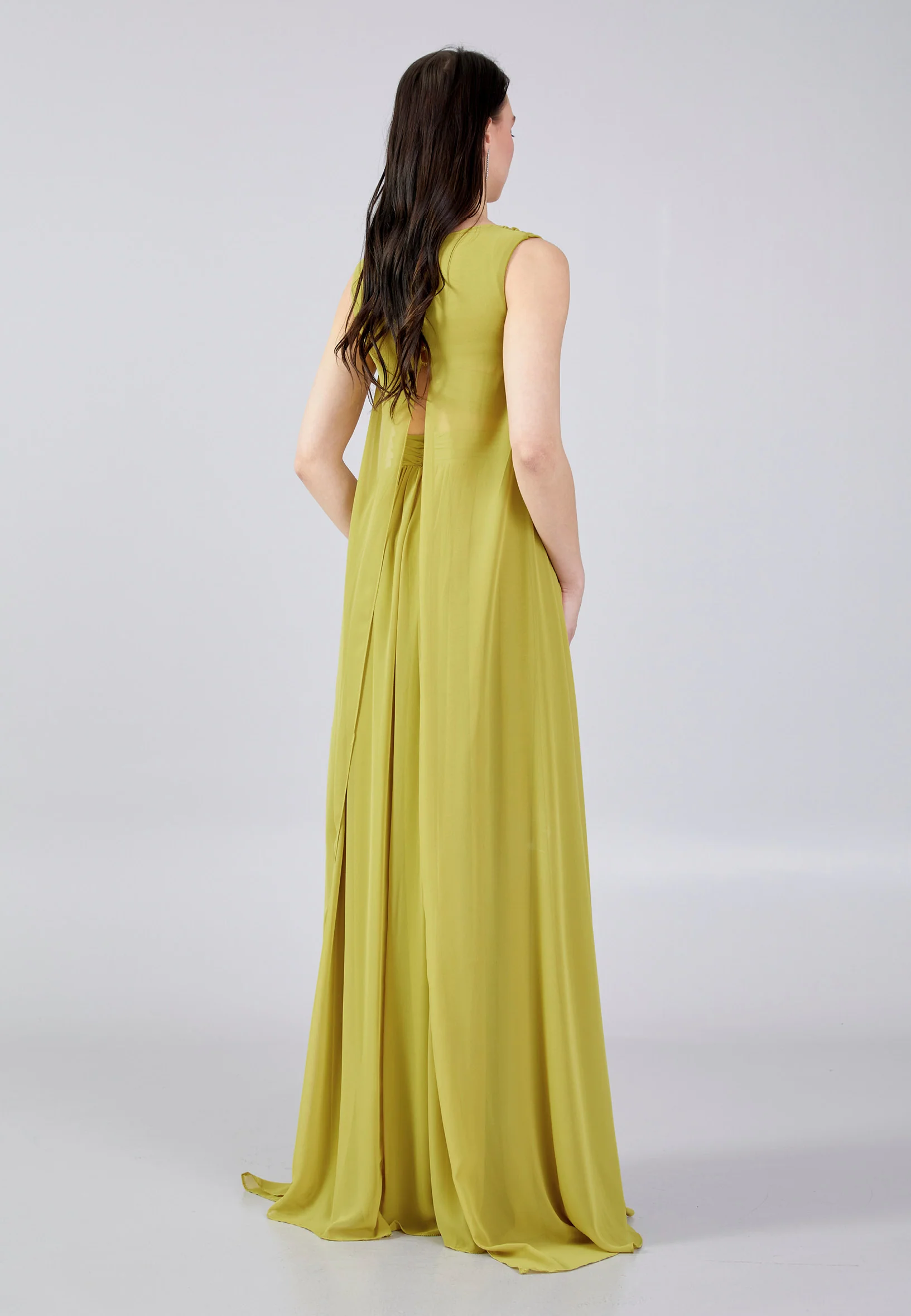 Sleeveless Maxi Chiffon Column Regular Wedding Guest Dress aln1661 - Image 6
