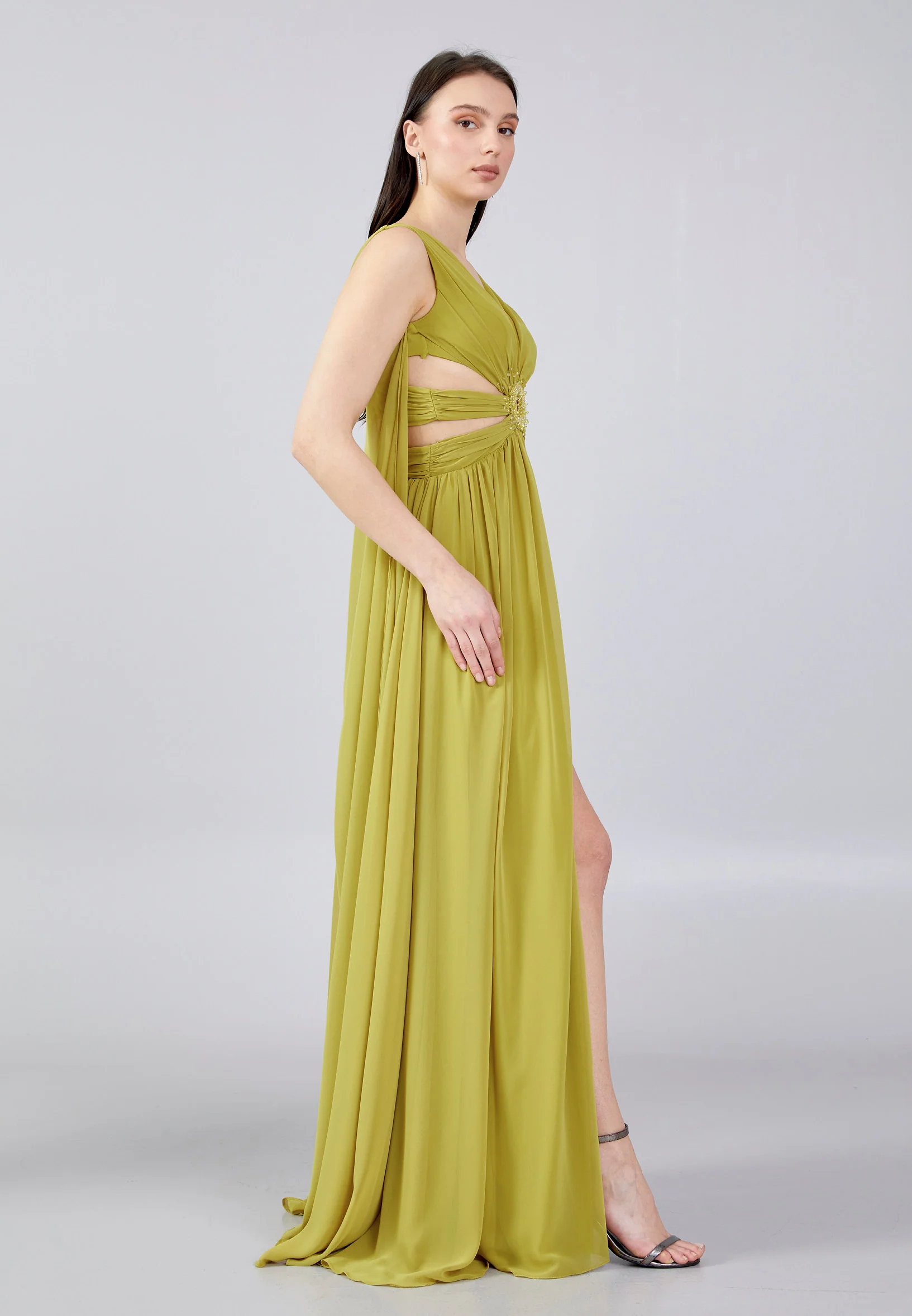 Sleeveless Maxi Chiffon Column Regular Wedding Guest Dress aln1661 - Image 7