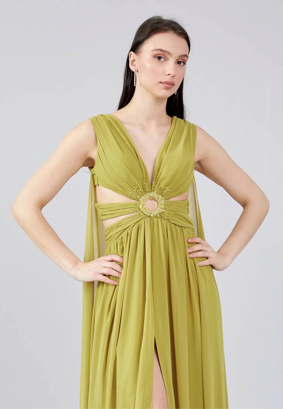 Sleeveless Maxi Chiffon Column Regular Wedding Guest Dress aln1661 - Image 8