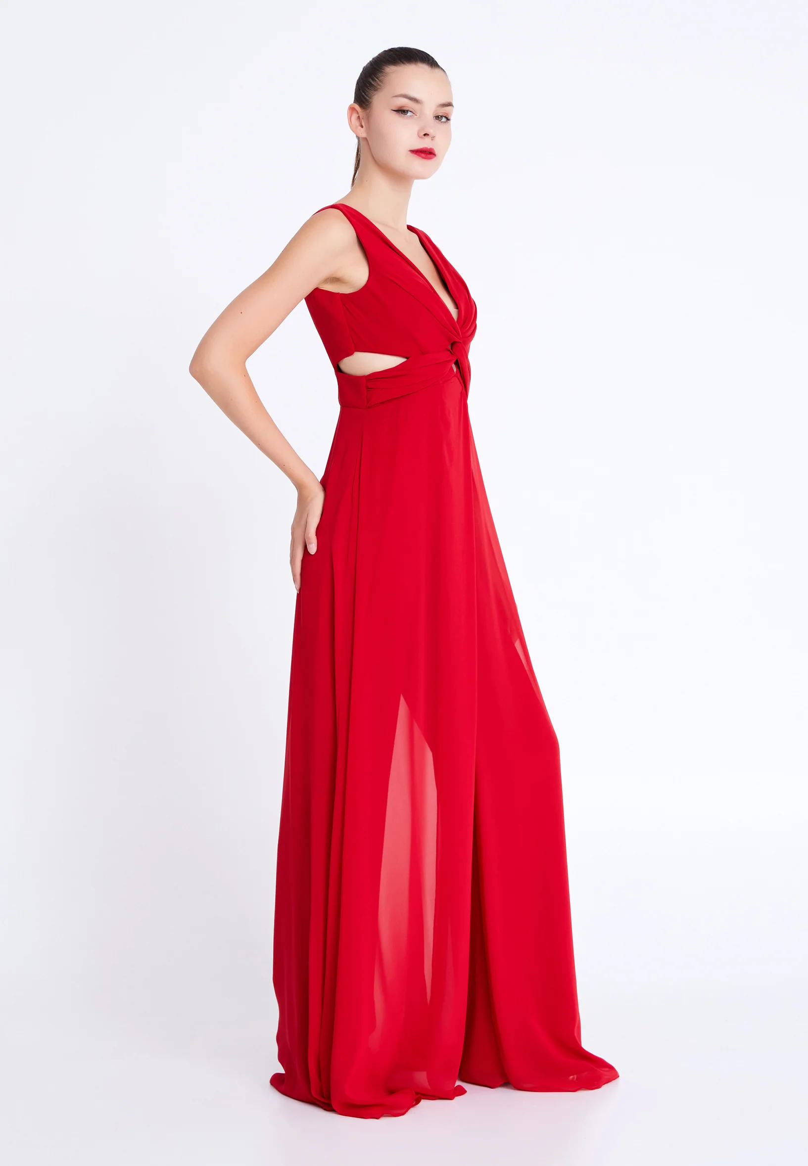 Sleeveless Maxi Chiffon Column Regular Wedding Guest Dress aln1910 - Image 11