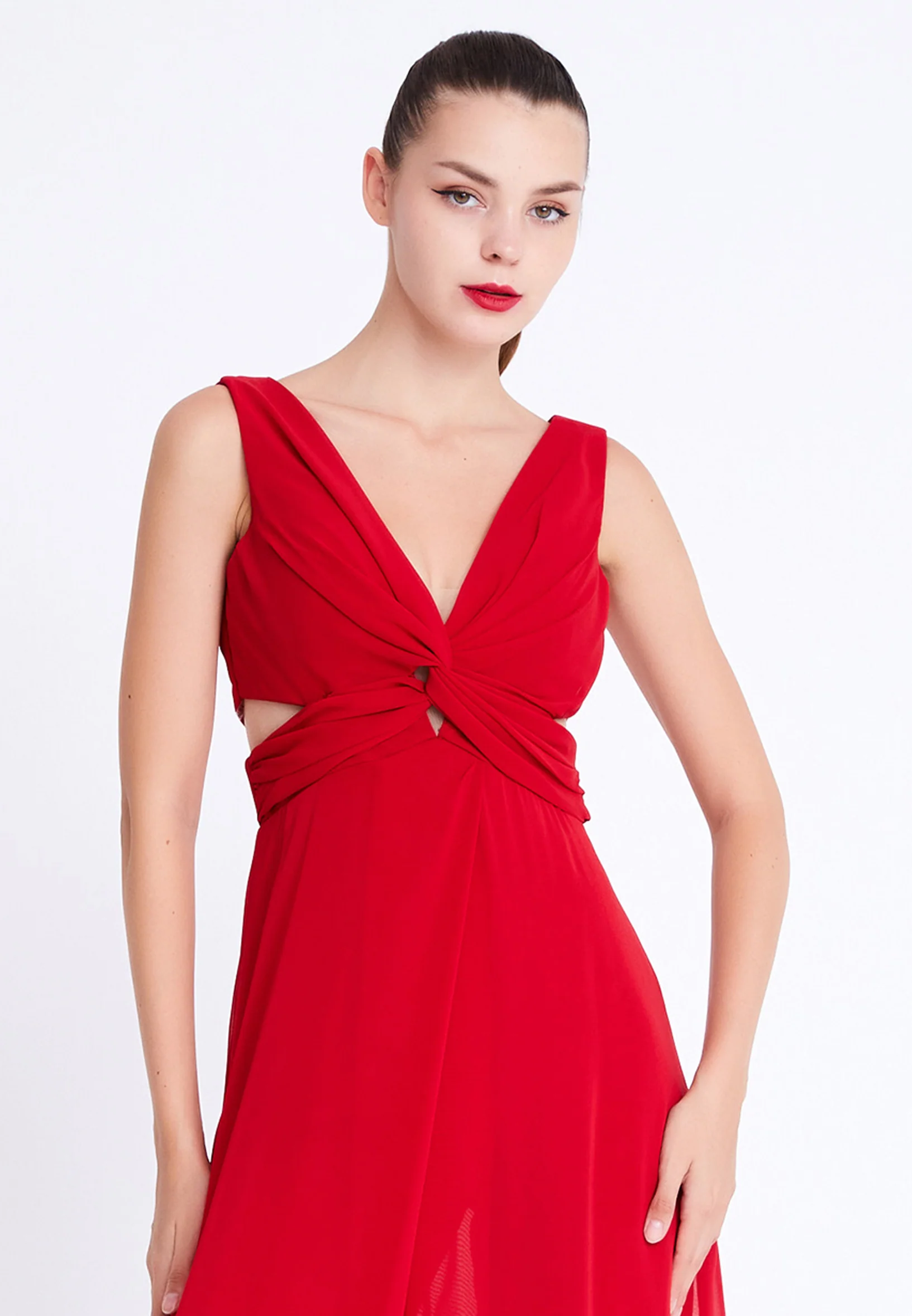 Sleeveless Maxi Chiffon Column Regular Wedding Guest Dress aln1910 - Image 12