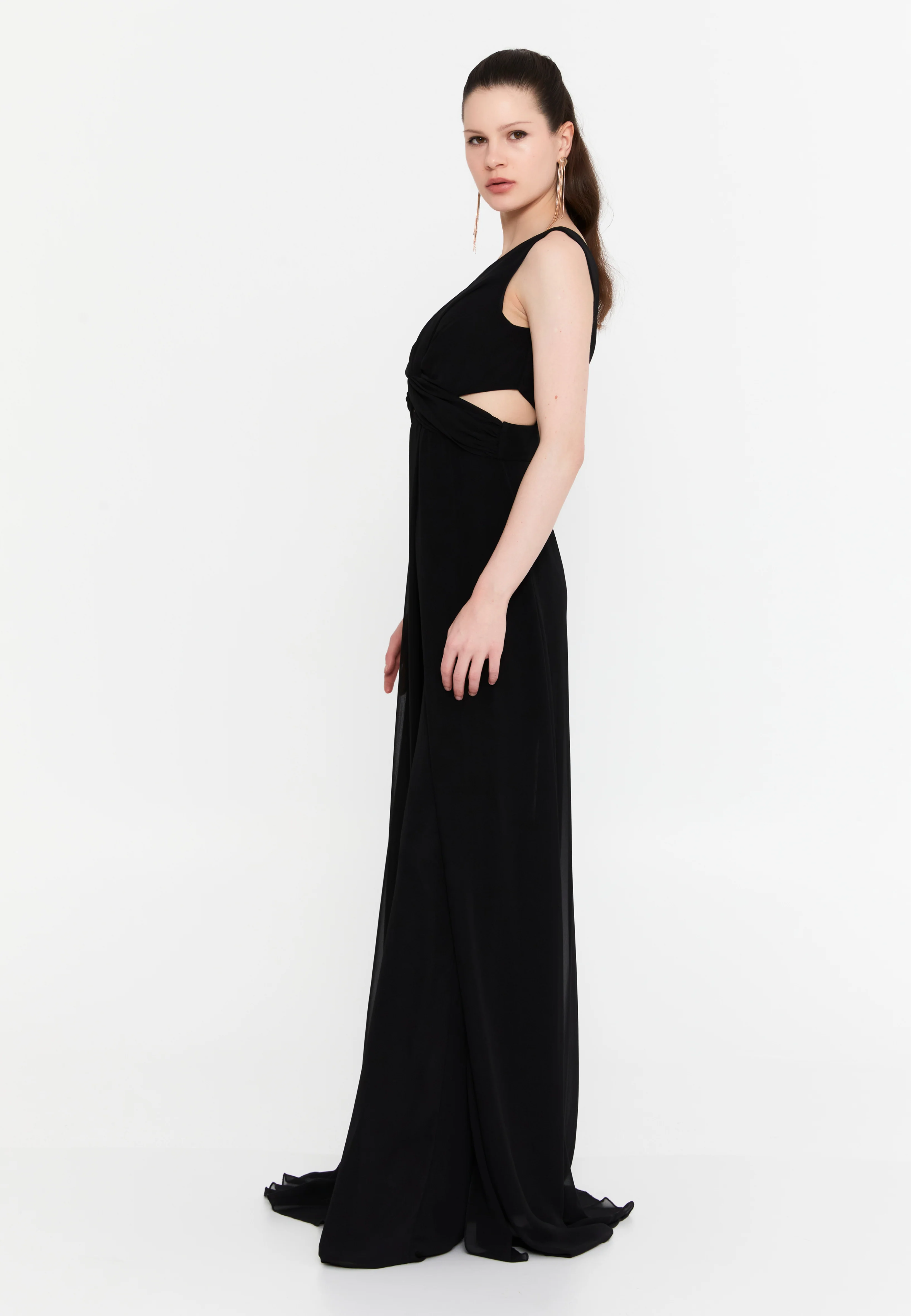 Sleeveless Maxi Chiffon Column Regular Wedding Guest Dress aln1910 - Image 3