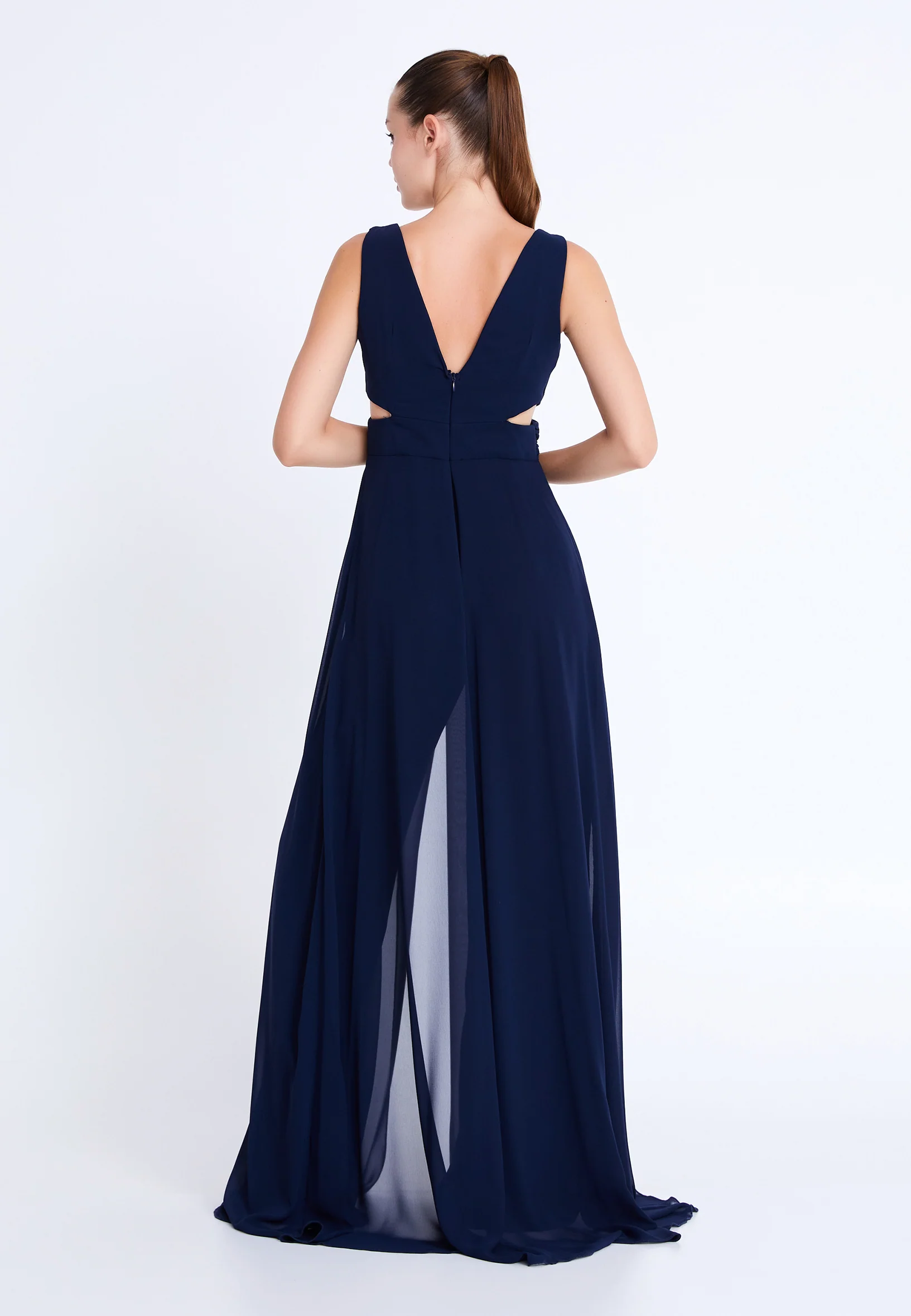 Sleeveless Maxi Chiffon Column Regular Wedding Guest Dress aln1910 - Image 6