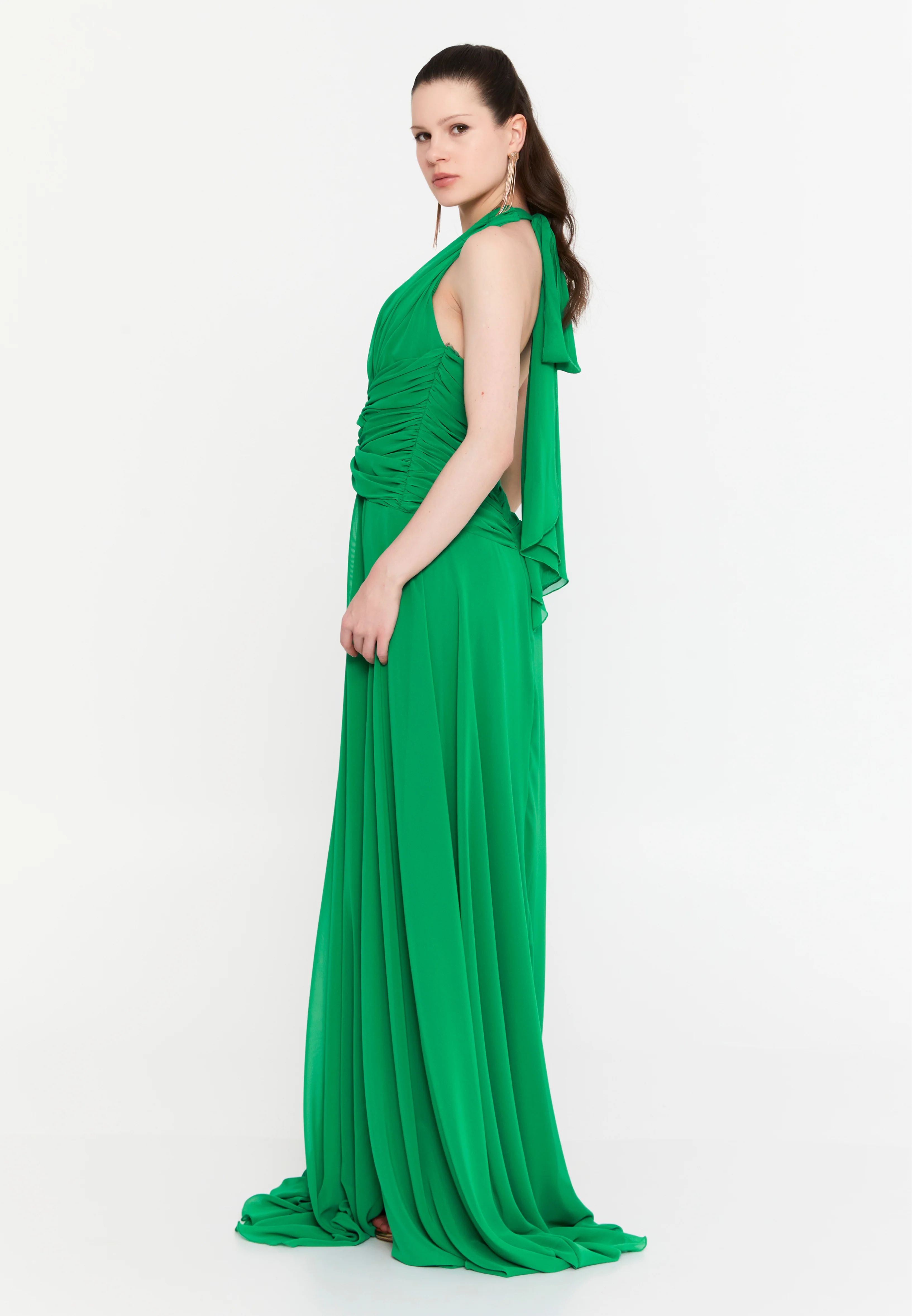 Sleeveless Maxi Chiffon Column Regular Wedding Guest Dress aln1914 - Image 3