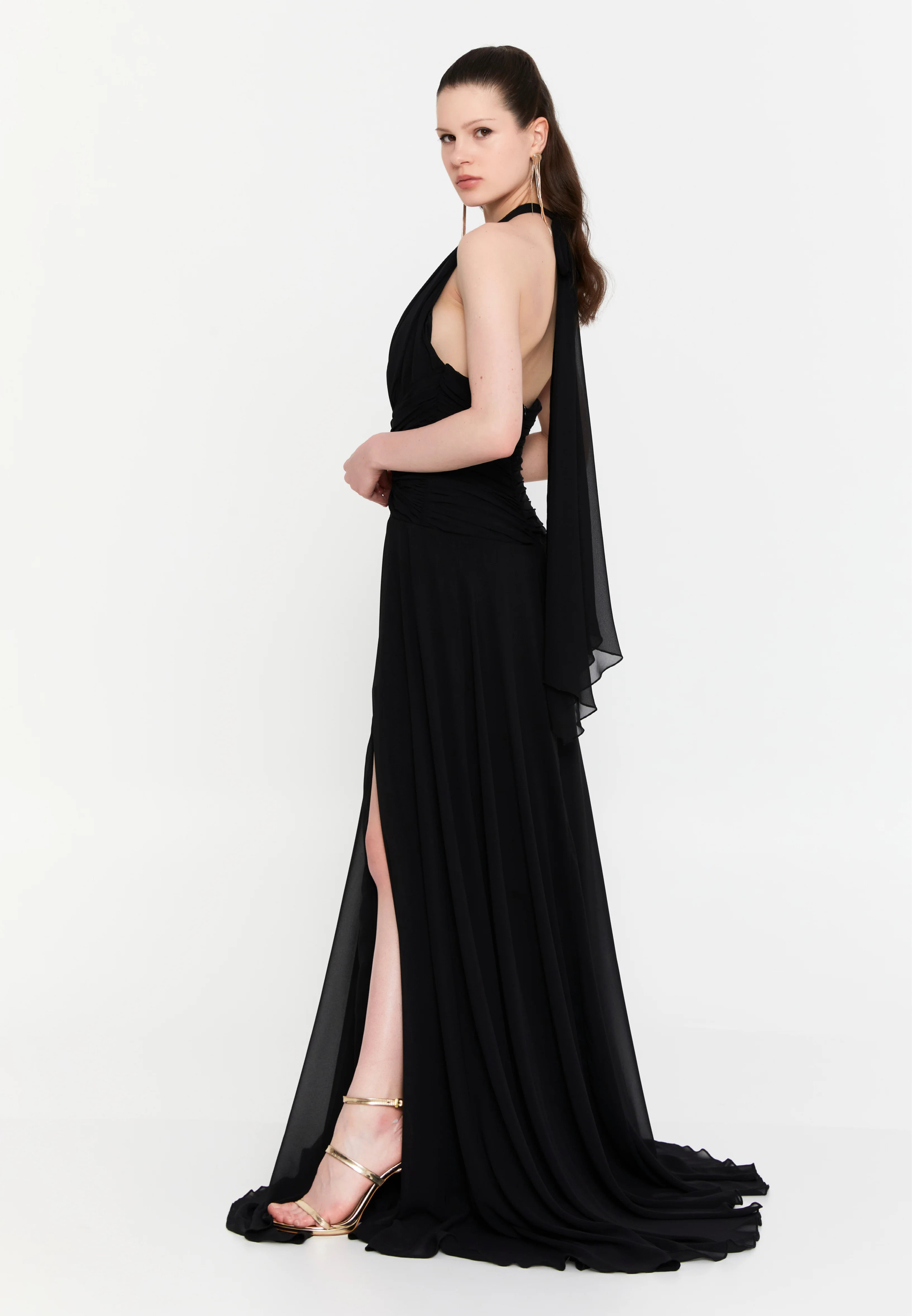 Sleeveless Maxi Chiffon Column Regular Wedding Guest Dress aln1914 - Image 7