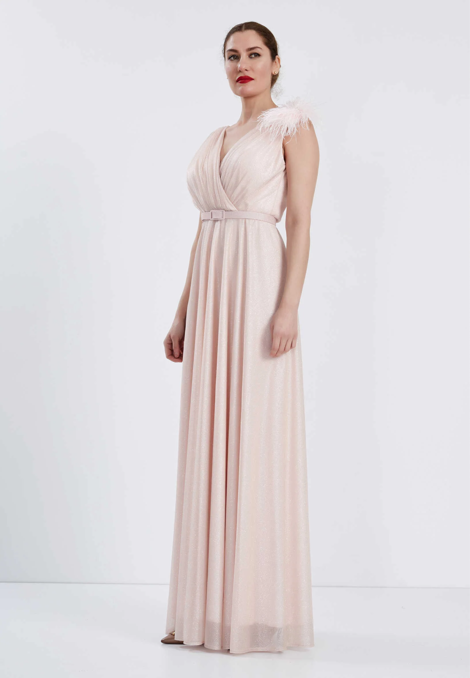 Sleeveless Maxi Chiffon Column Regular Wedding Guest Dress brq1012 - Image 3