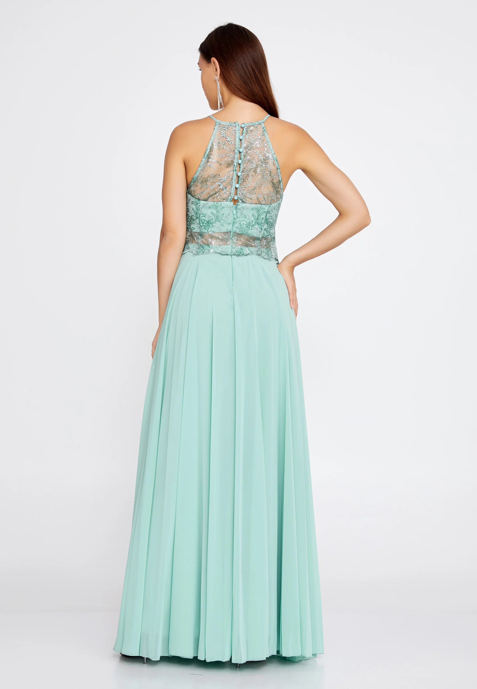 Sleeveless Maxi Chiffon Column Regular Wedding Guest Dress drd3090 - Image 10
