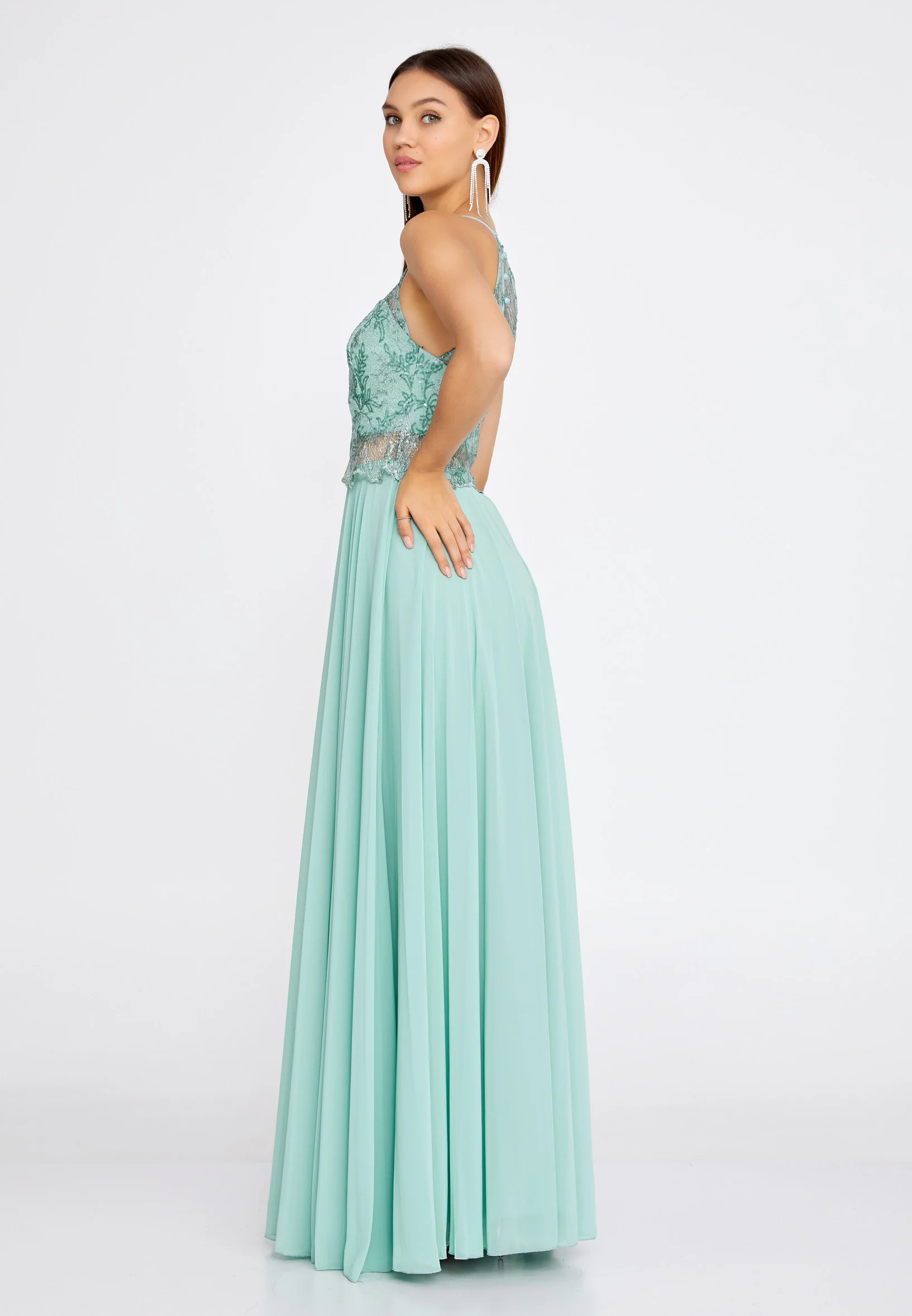 Sleeveless Maxi Chiffon Column Regular Wedding Guest Dress drd3090 - Image 11