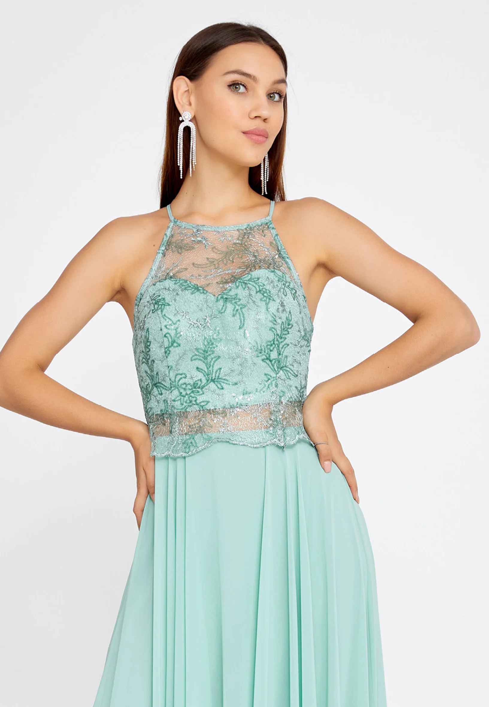 Sleeveless Maxi Chiffon Column Regular Wedding Guest Dress drd3090 - Image 12