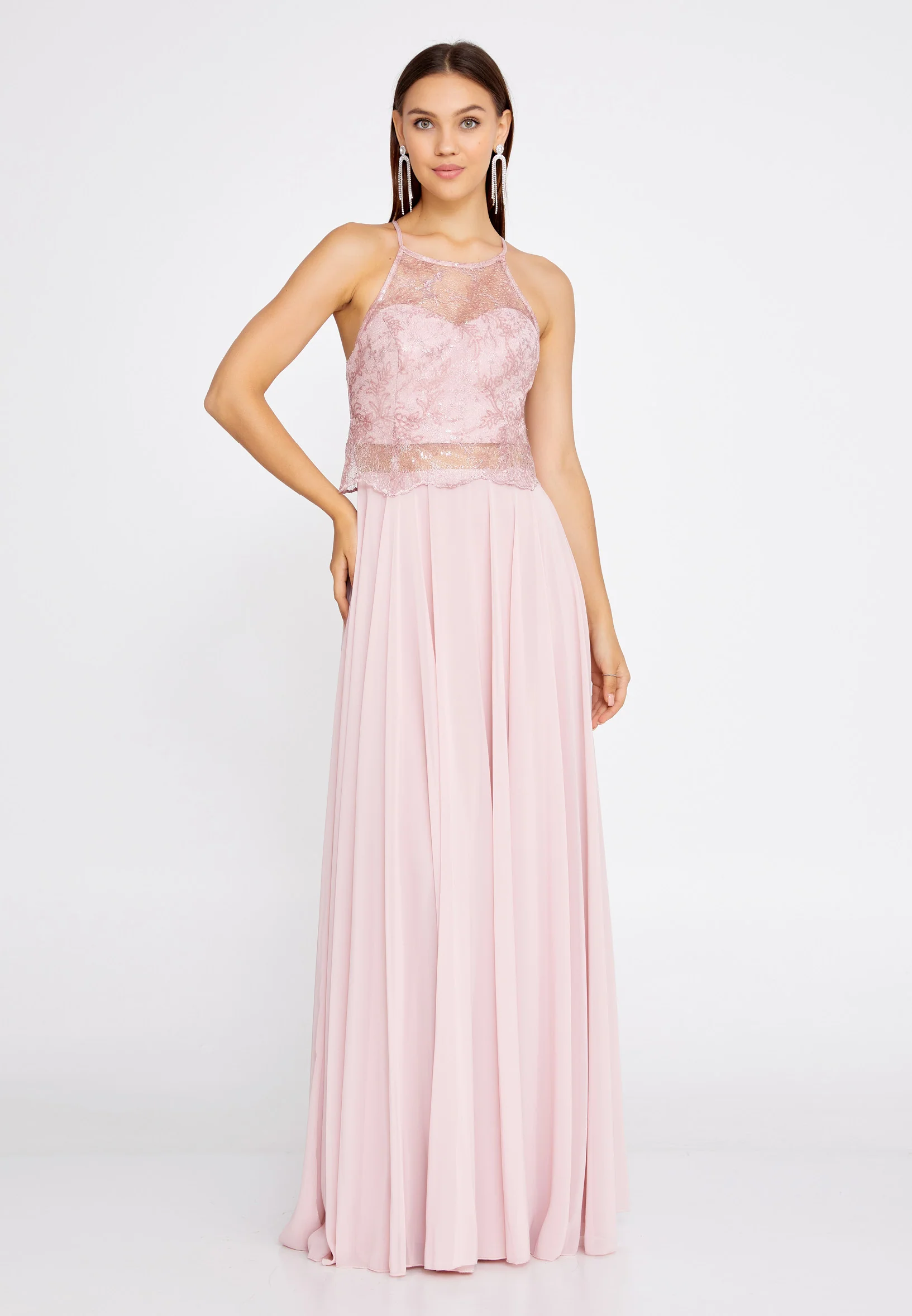 Sleeveless Maxi Chiffon Column Regular Wedding Guest Dress drd3090 - Image 13