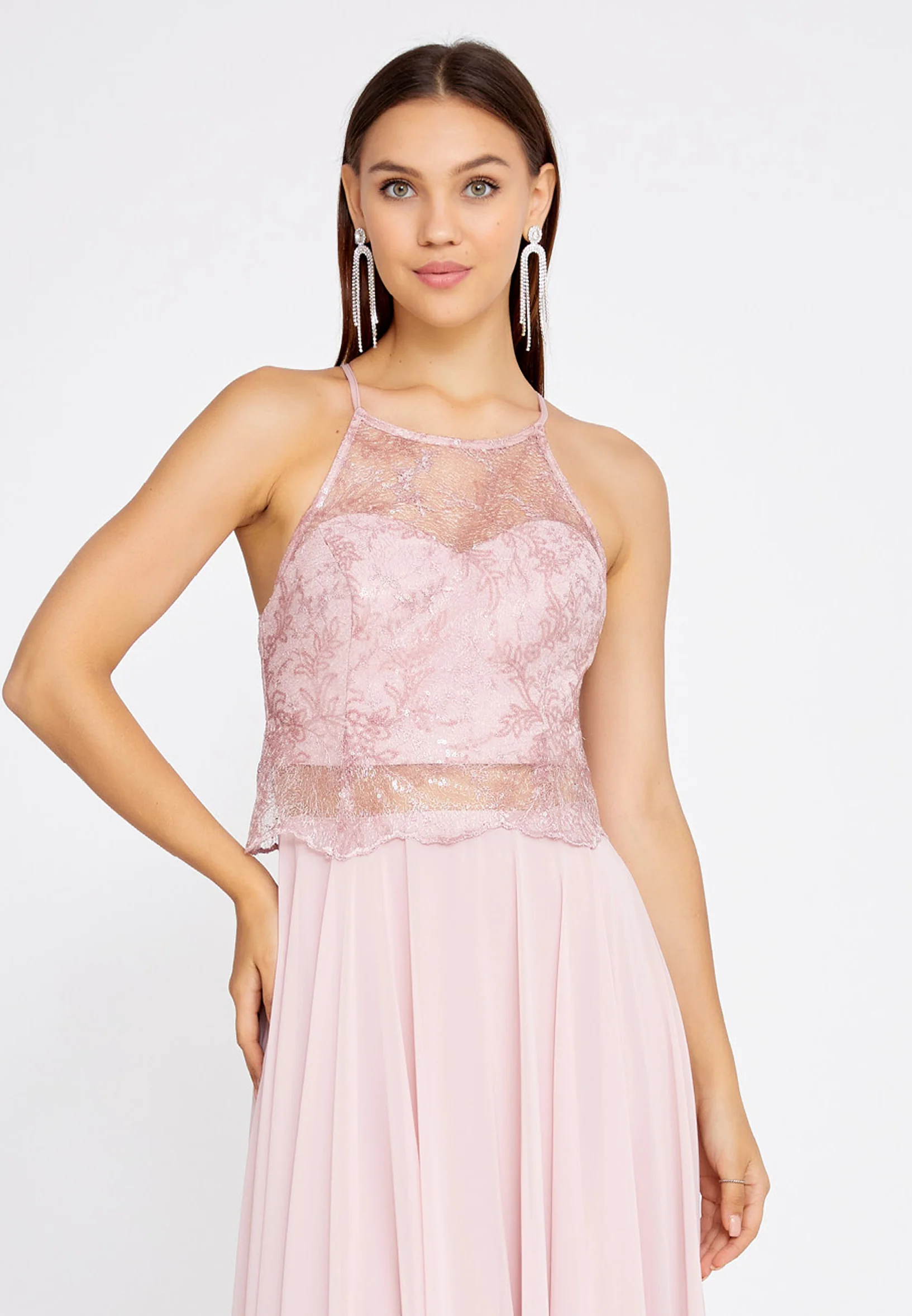 Sleeveless Maxi Chiffon Column Regular Wedding Guest Dress drd3090 - Image 16