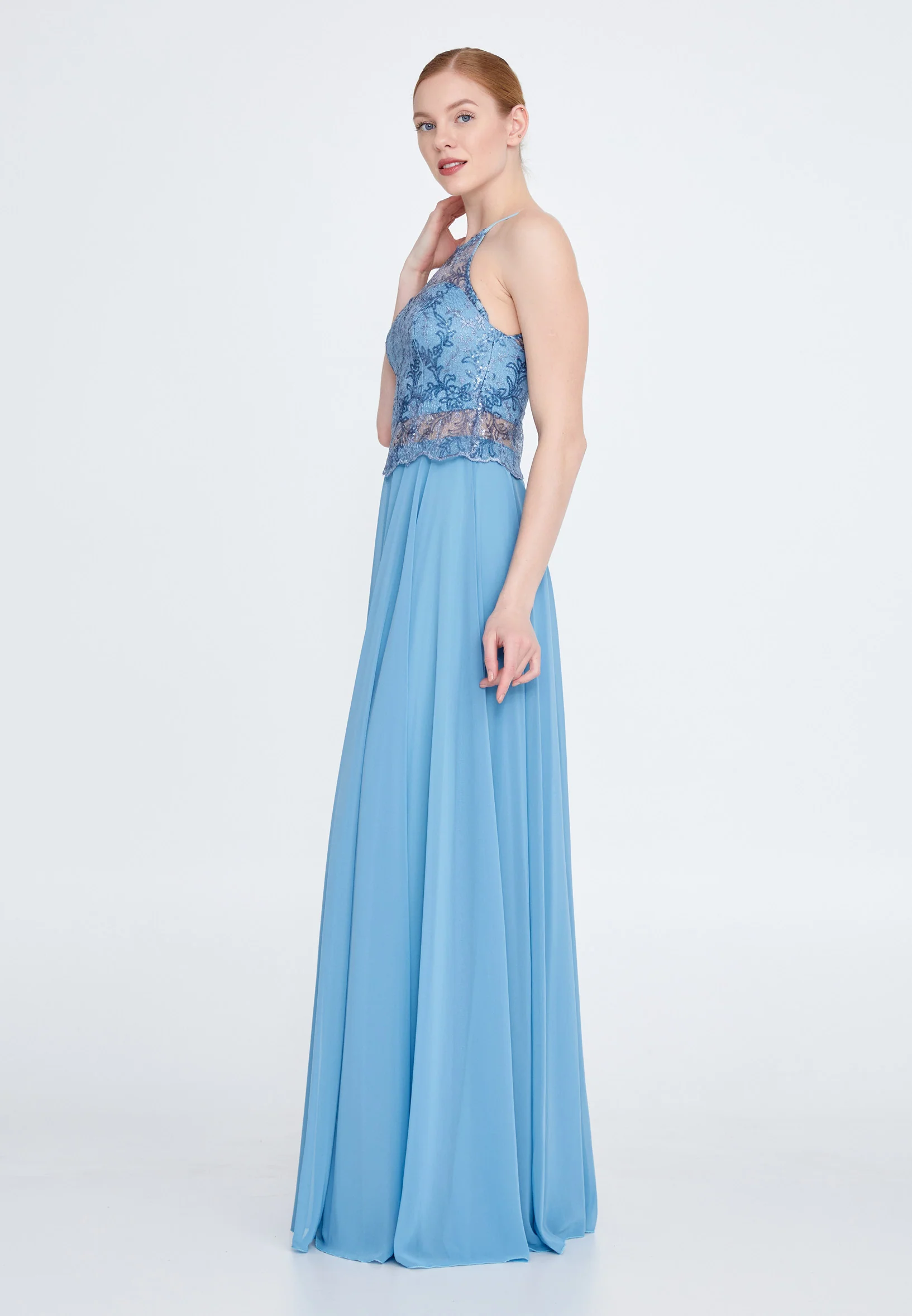Sleeveless Maxi Chiffon Column Regular Wedding Guest Dress drd3090 - Image 3