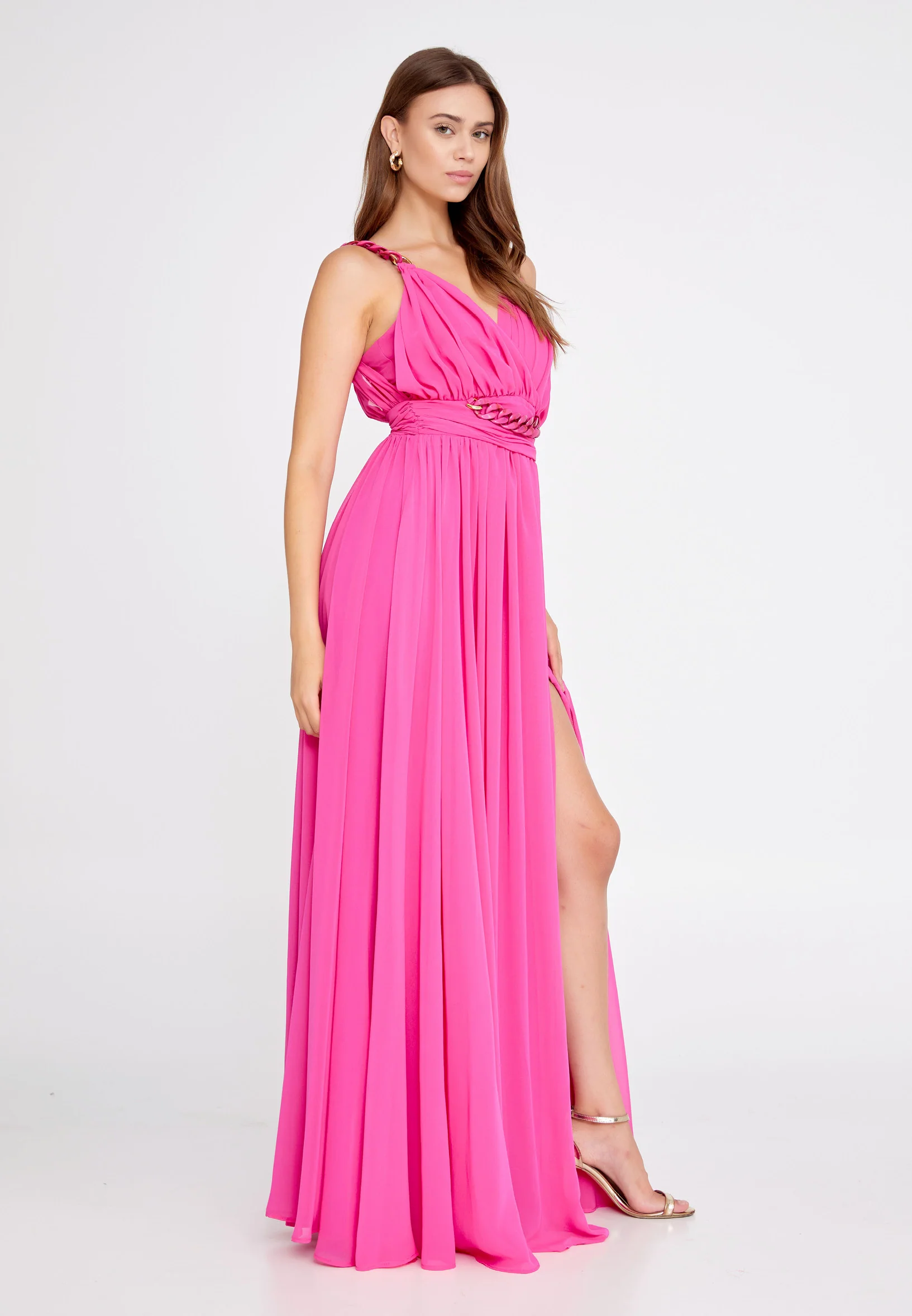 Sleeveless Maxi Chiffon Column Regular Wedding Guest Dress fch2208 - Image 11