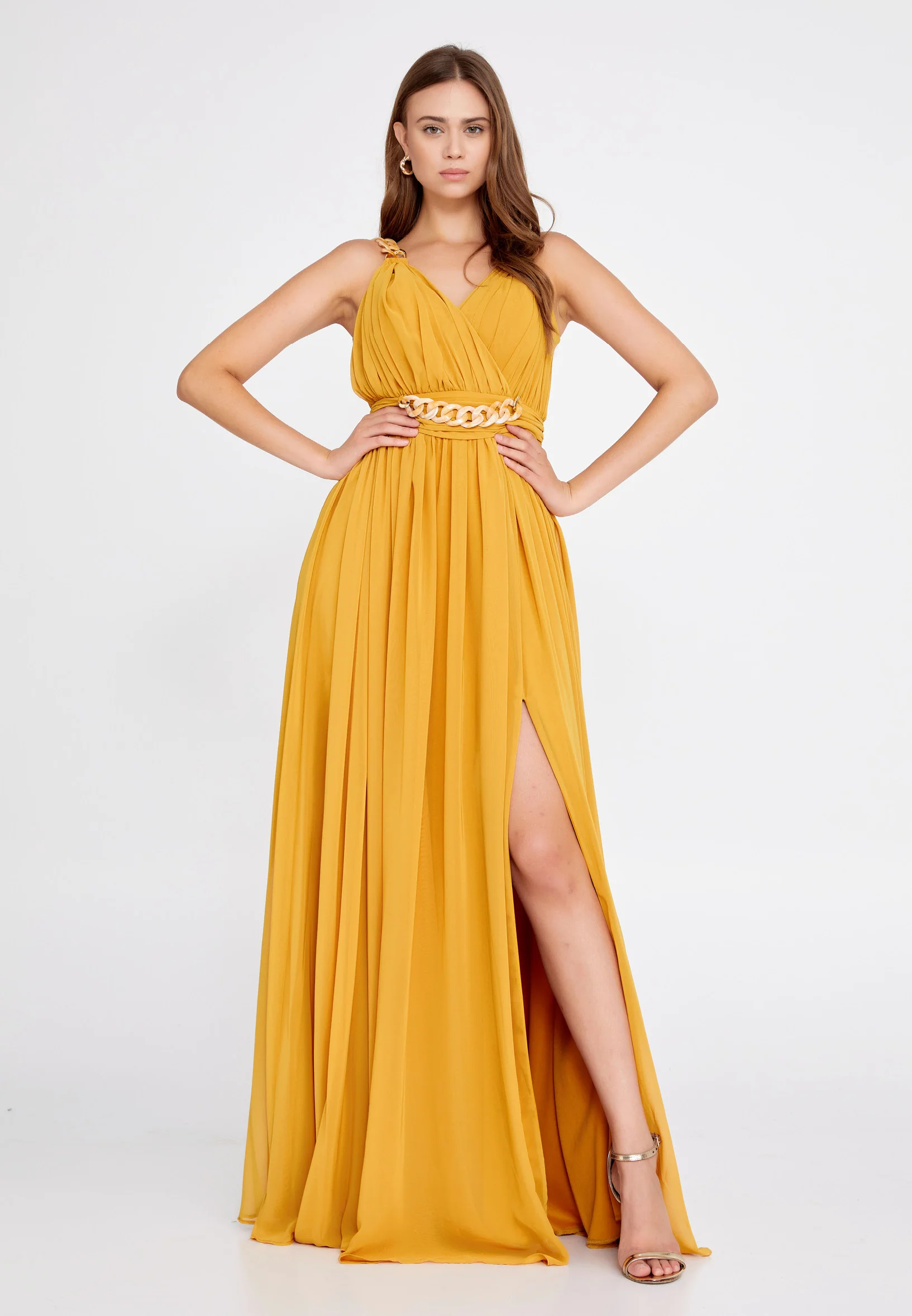 Sleeveless Maxi Chiffon Column Regular Wedding Guest Dress fch2208 - Image 17