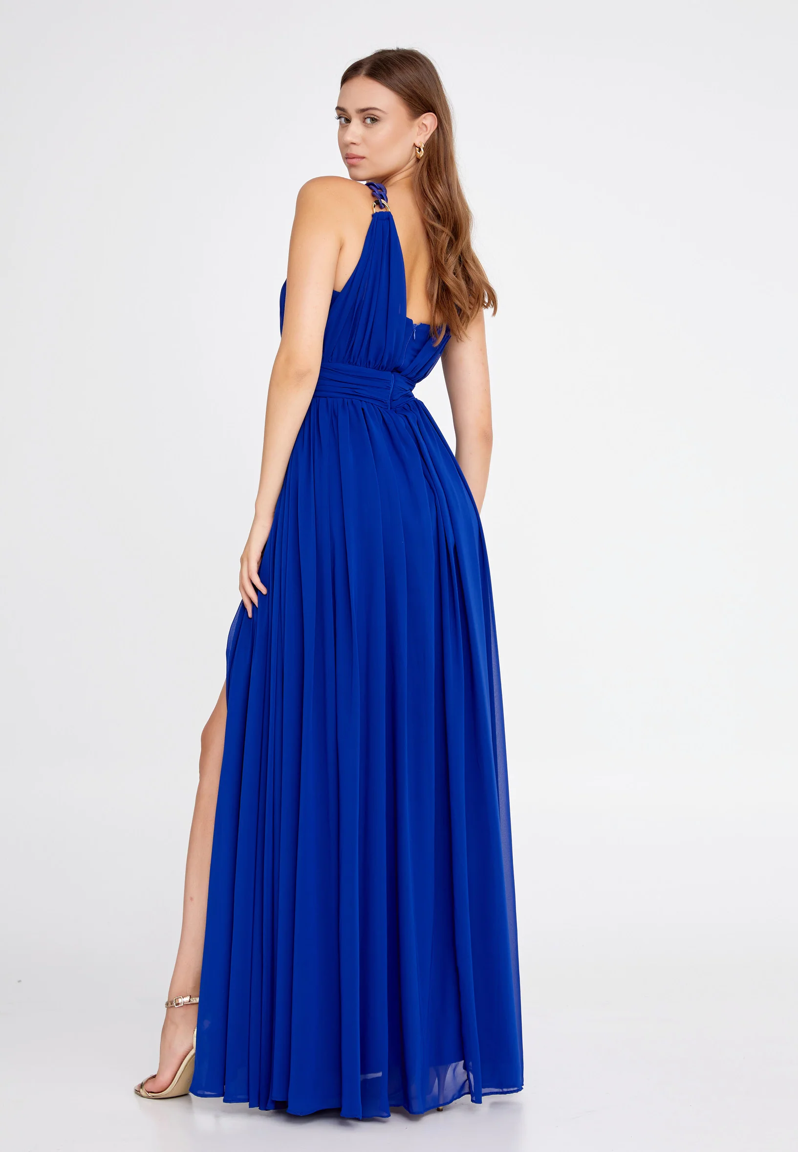 Sleeveless Maxi Chiffon Column Regular Wedding Guest Dress fch2208 - Image 6
