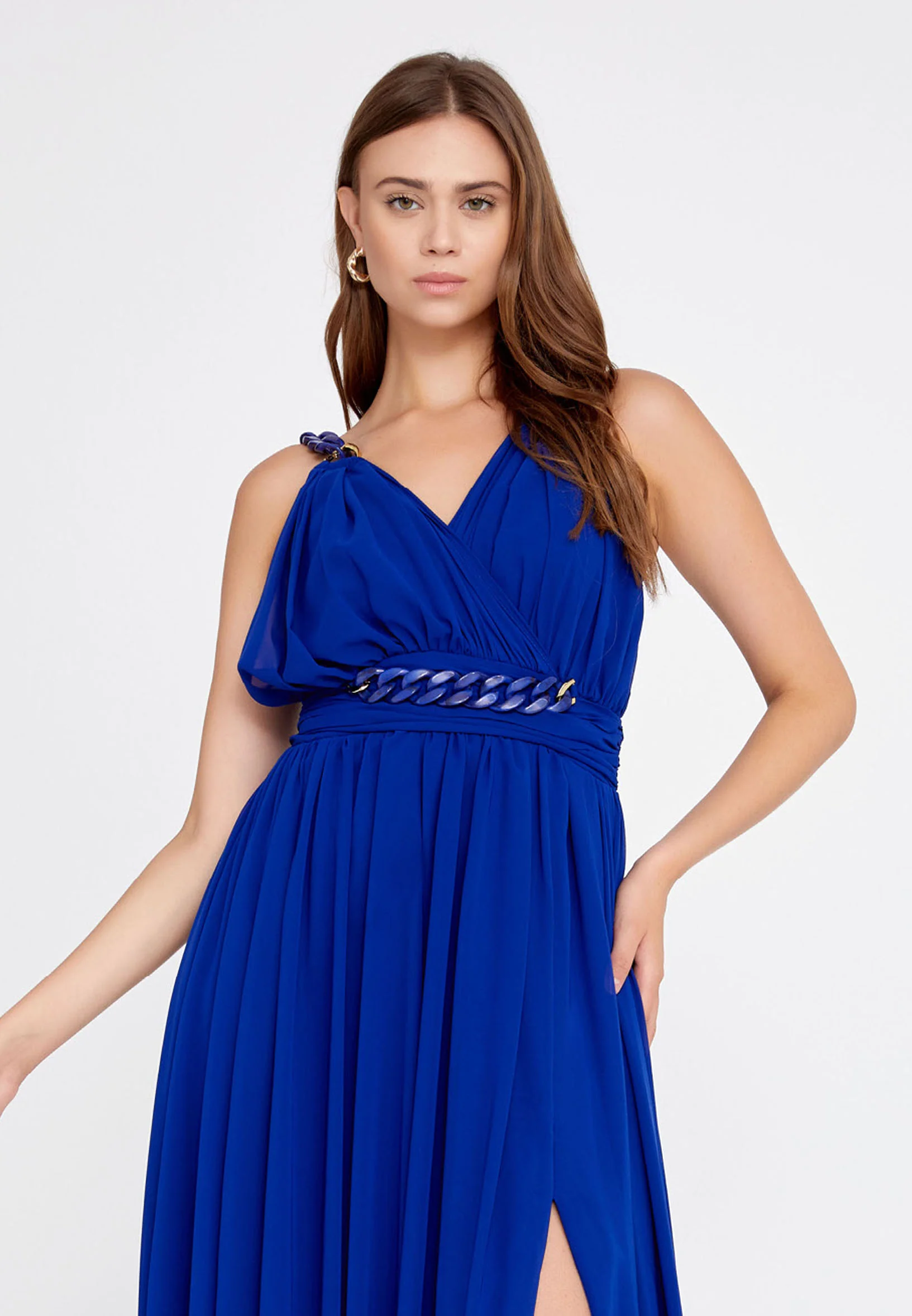 Sleeveless Maxi Chiffon Column Regular Wedding Guest Dress fch2208 - Image 8