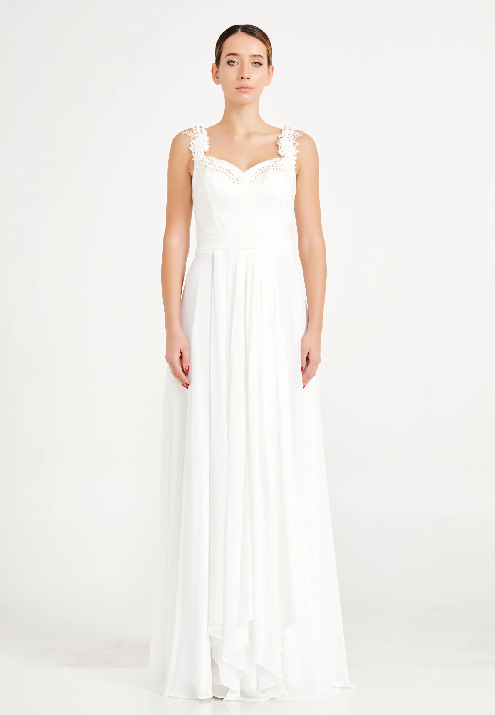 Sleeveless Maxi Chiffon Column Regular Wedding Guest Dress frc1930