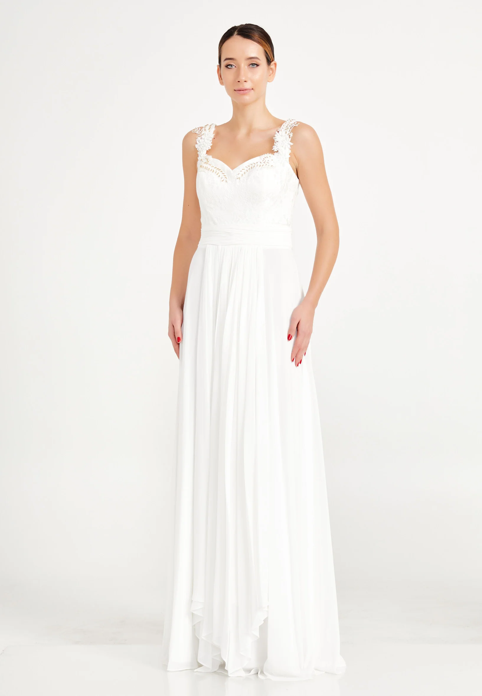 Sleeveless Maxi Chiffon Column Regular Wedding Guest Dress frc1930 - Image 3