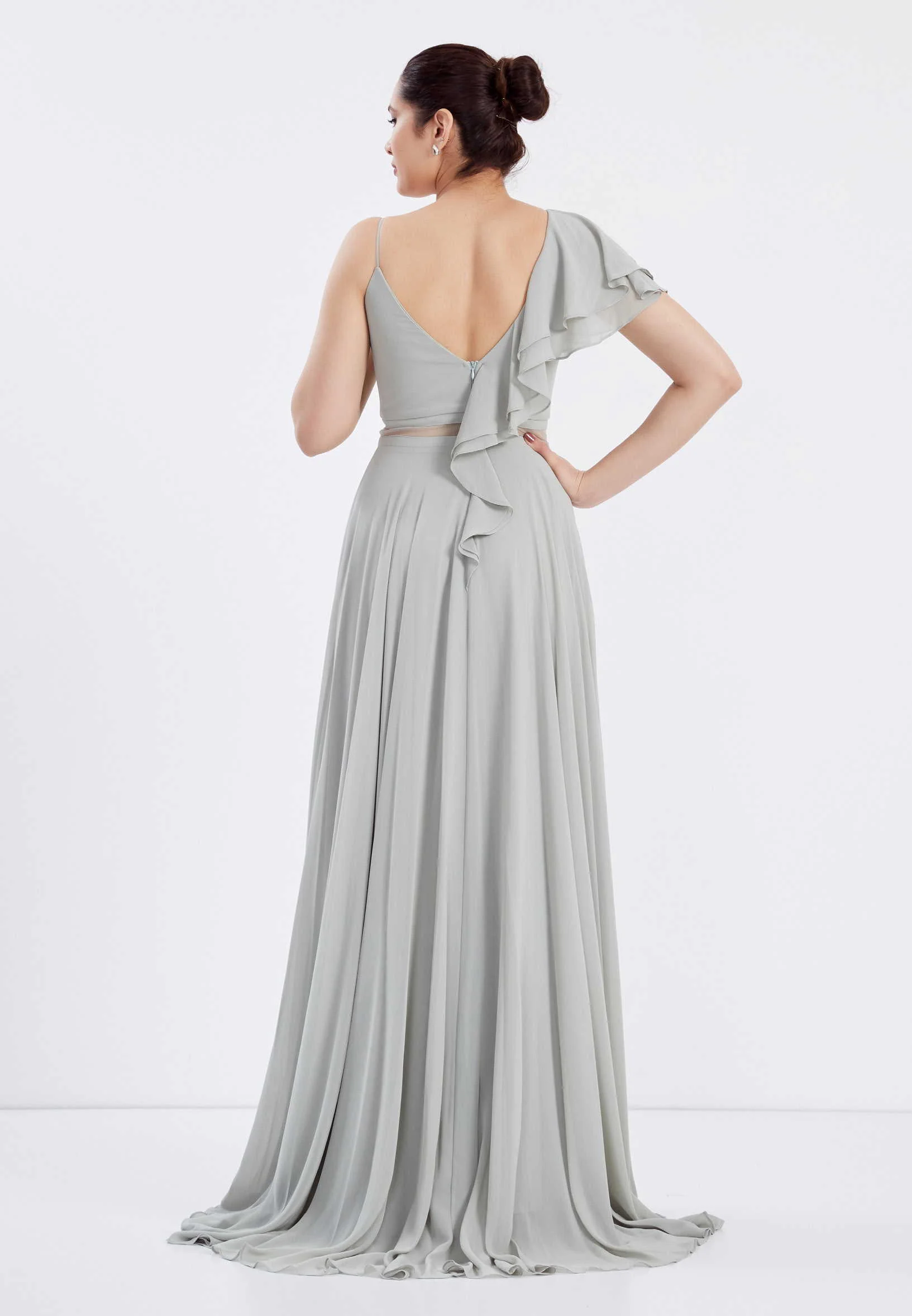 Sleeveless Maxi Chiffon Column Regular Wedding Guest Dress frc6224 - Image 2