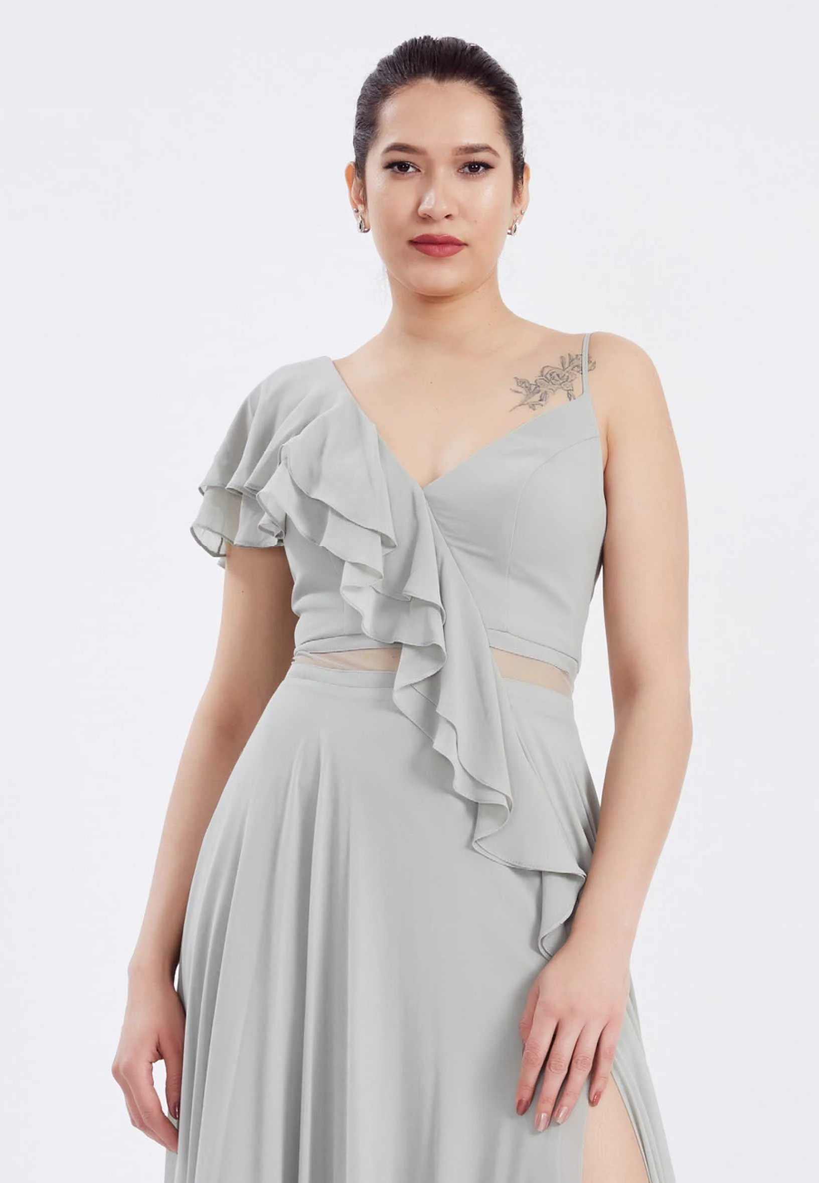 Sleeveless Maxi Chiffon Column Regular Wedding Guest Dress frc6224 - Image 4