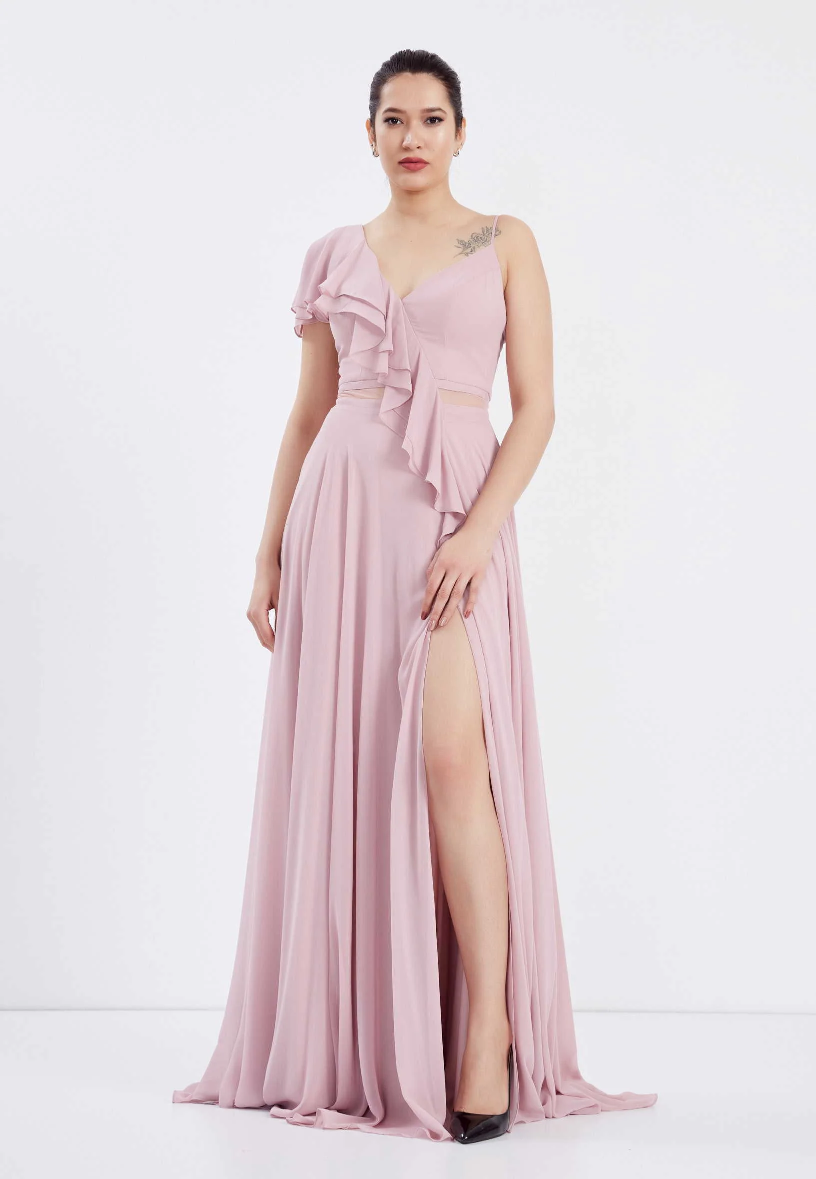 Sleeveless Maxi Chiffon Column Regular Wedding Guest Dress frc6224 - Image 5