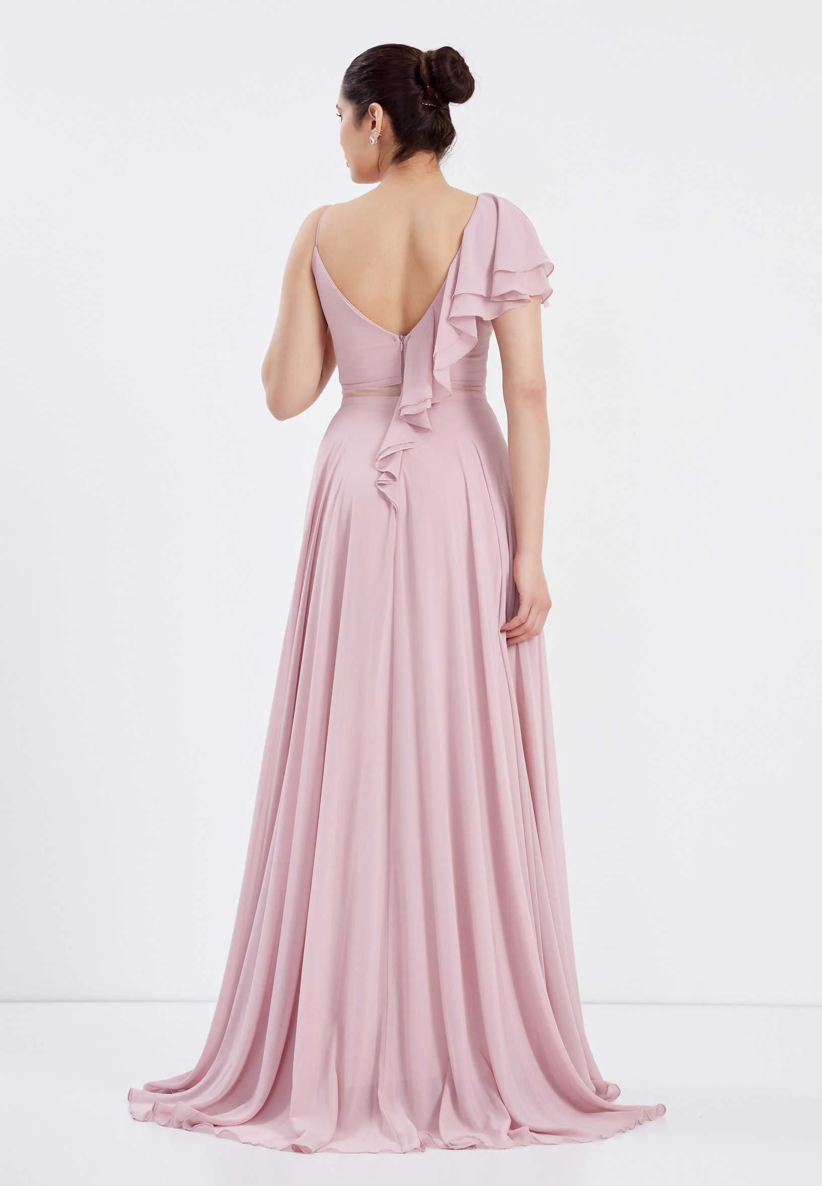 Sleeveless Maxi Chiffon Column Regular Wedding Guest Dress frc6224 - Image 6