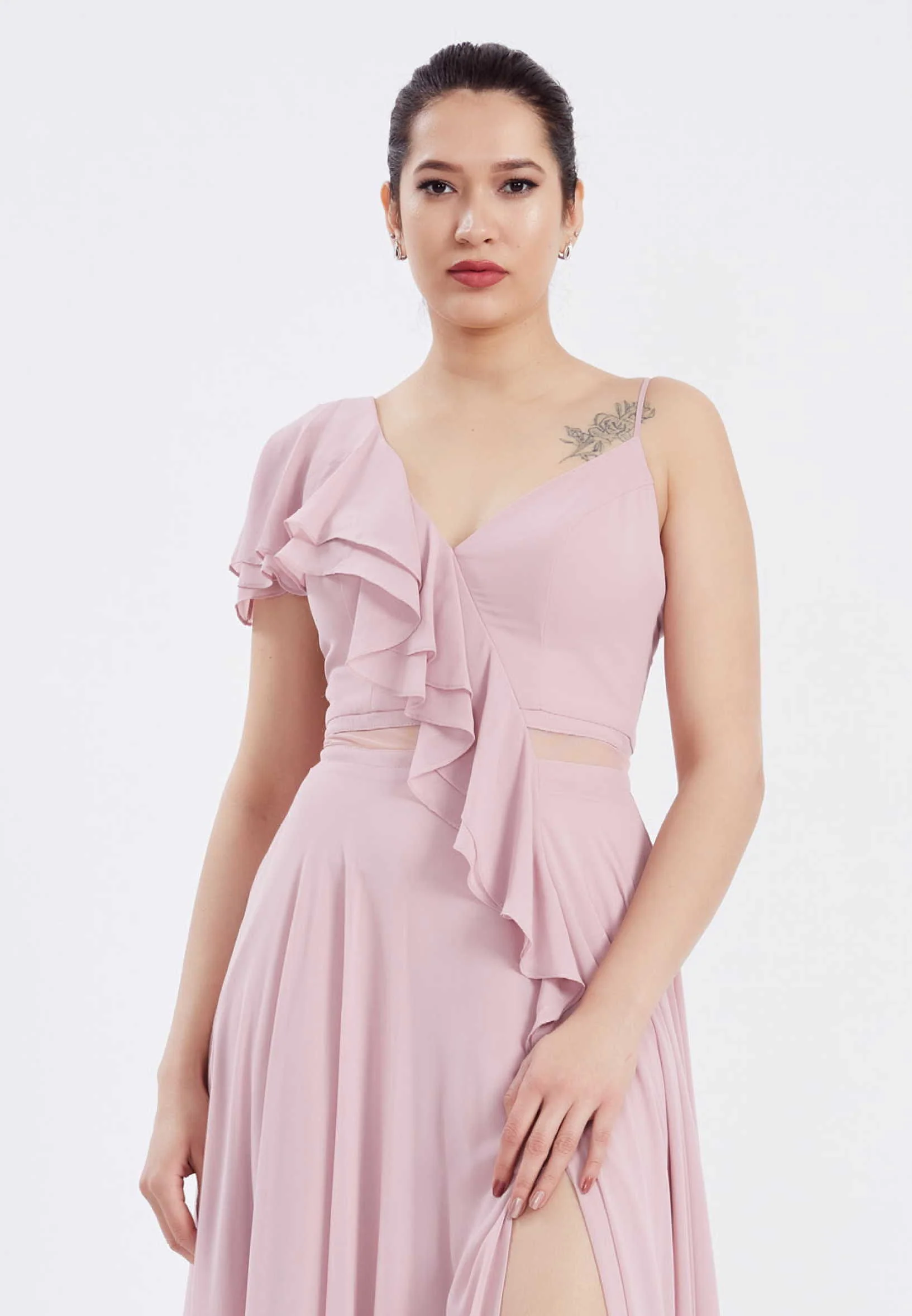 Sleeveless Maxi Chiffon Column Regular Wedding Guest Dress frc6224 - Image 8