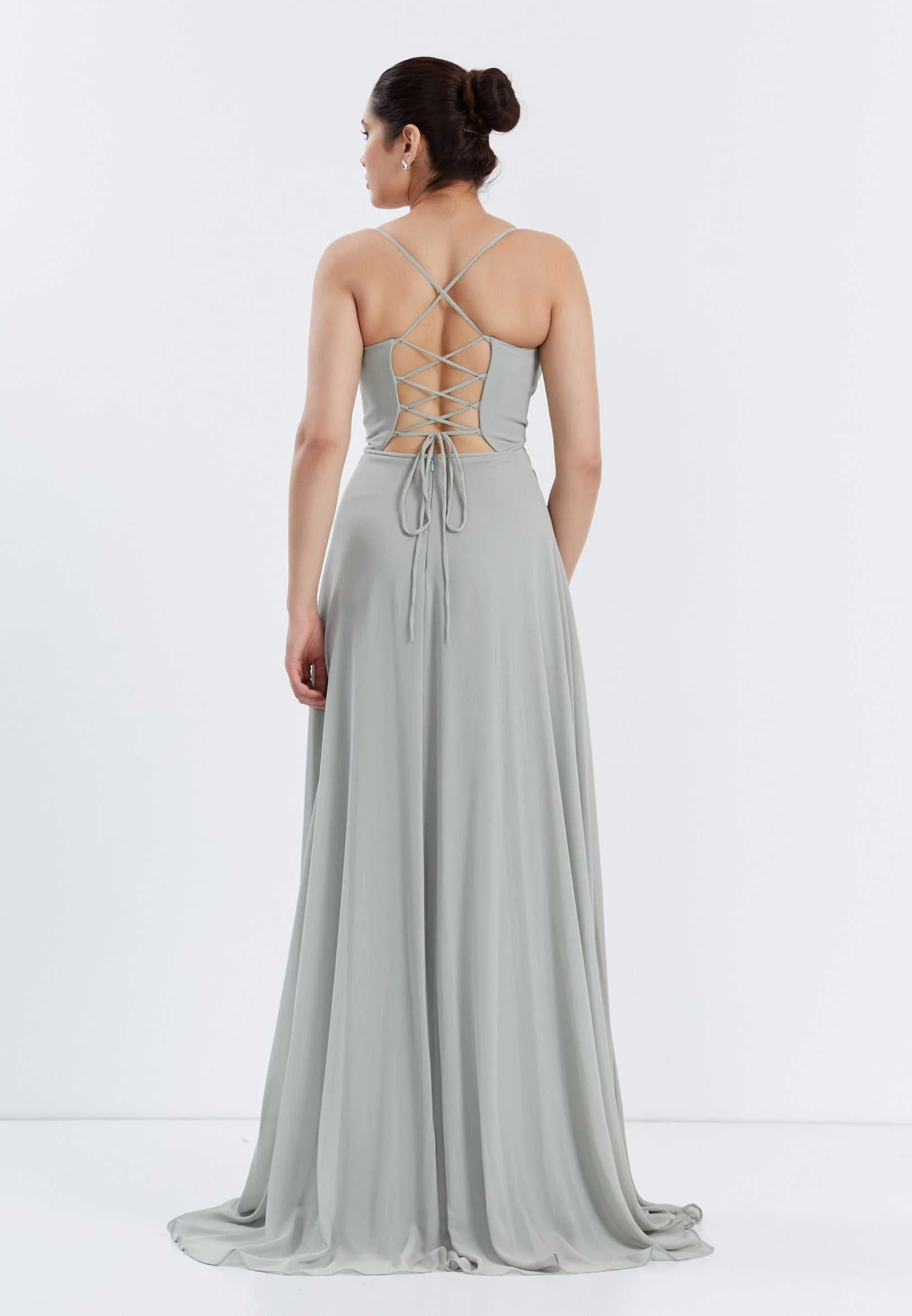 Sleeveless Maxi Chiffon Column Regular Wedding Guest Dress frc6402 - Image 2