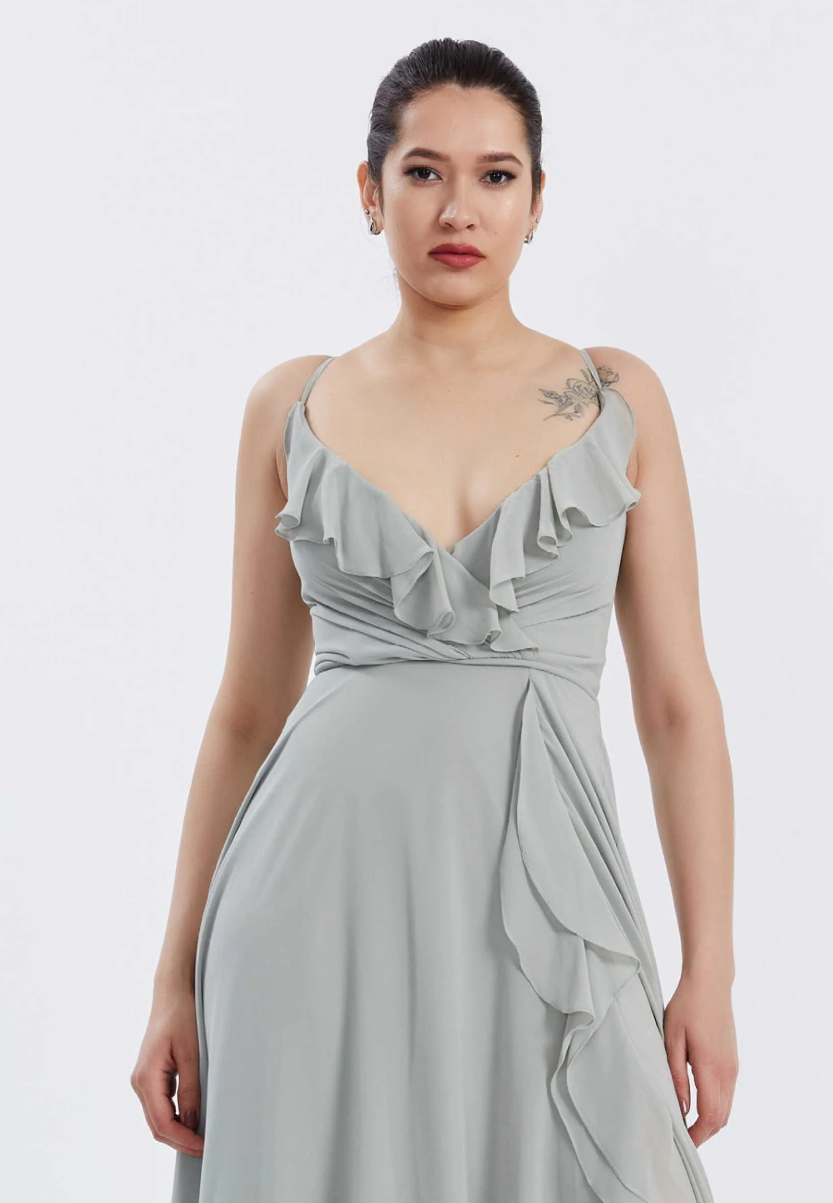 Sleeveless Maxi Chiffon Column Regular Wedding Guest Dress frc6402 - Image 4