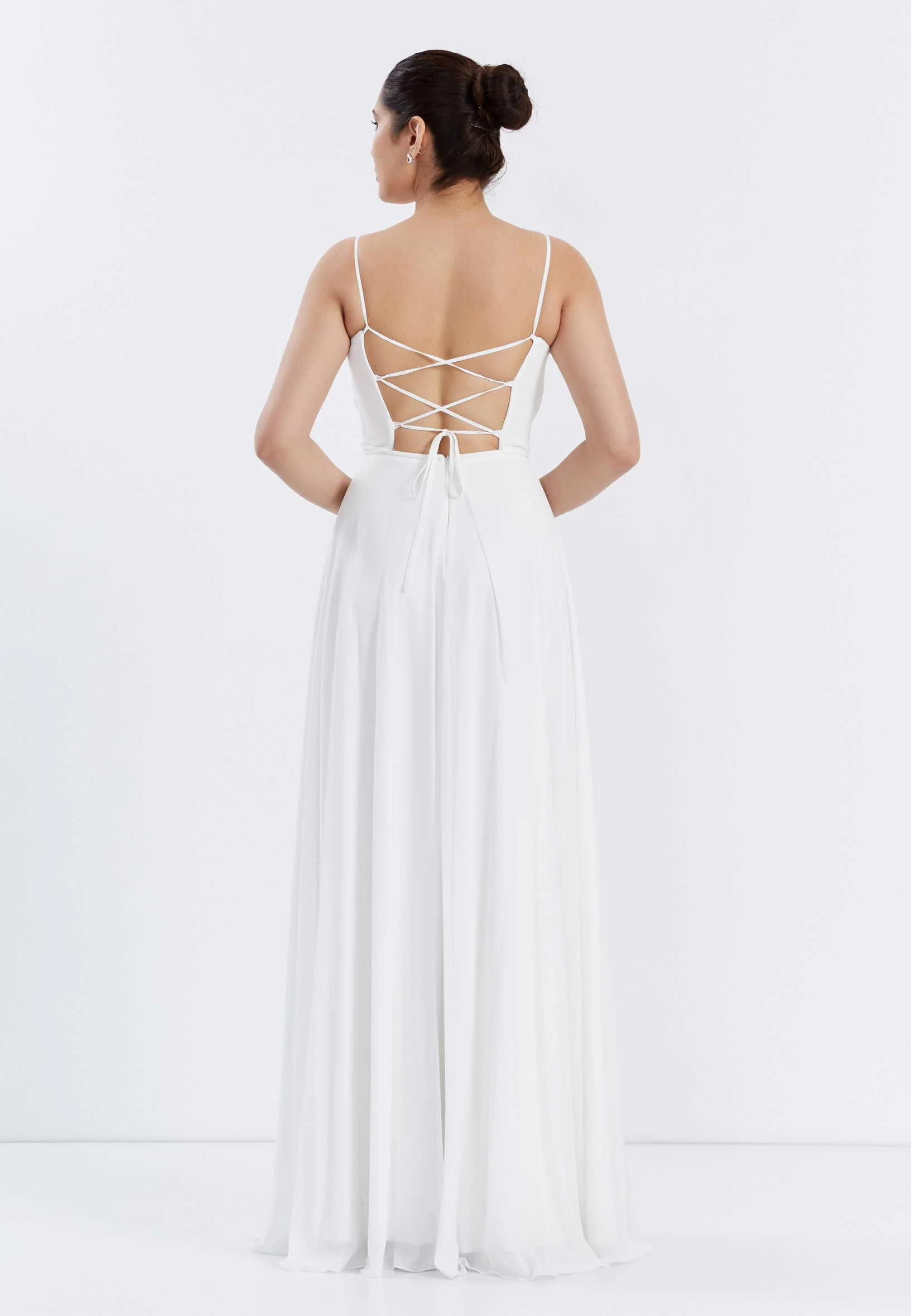 Sleeveless Maxi Chiffon Column Regular Wedding Guest Dress frc6402 - Image 6
