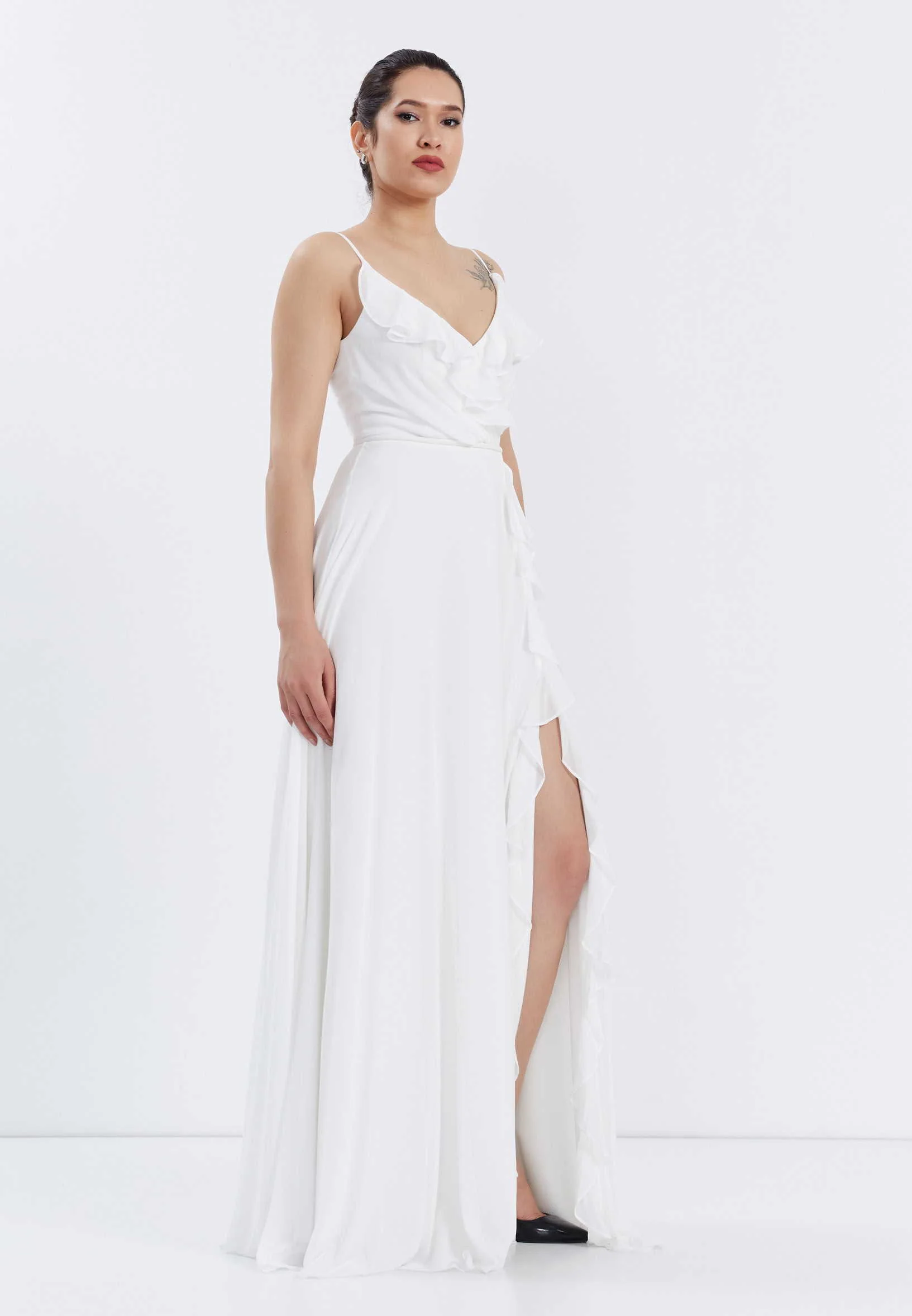 Sleeveless Maxi Chiffon Column Regular Wedding Guest Dress frc6402 - Image 7