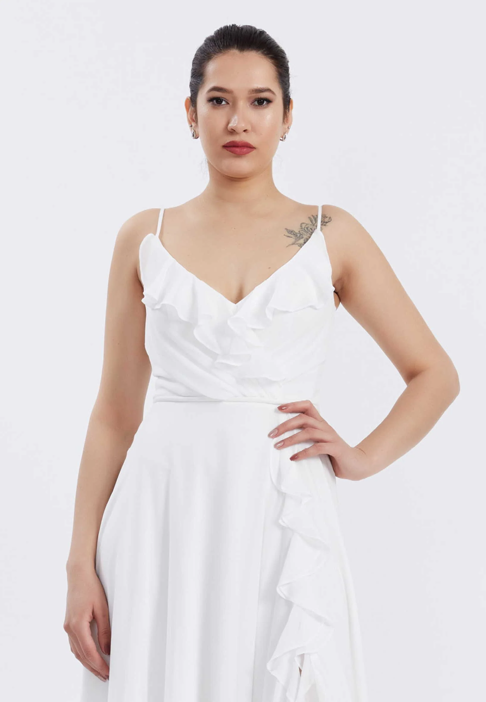 Sleeveless Maxi Chiffon Column Regular Wedding Guest Dress frc6402 - Image 8