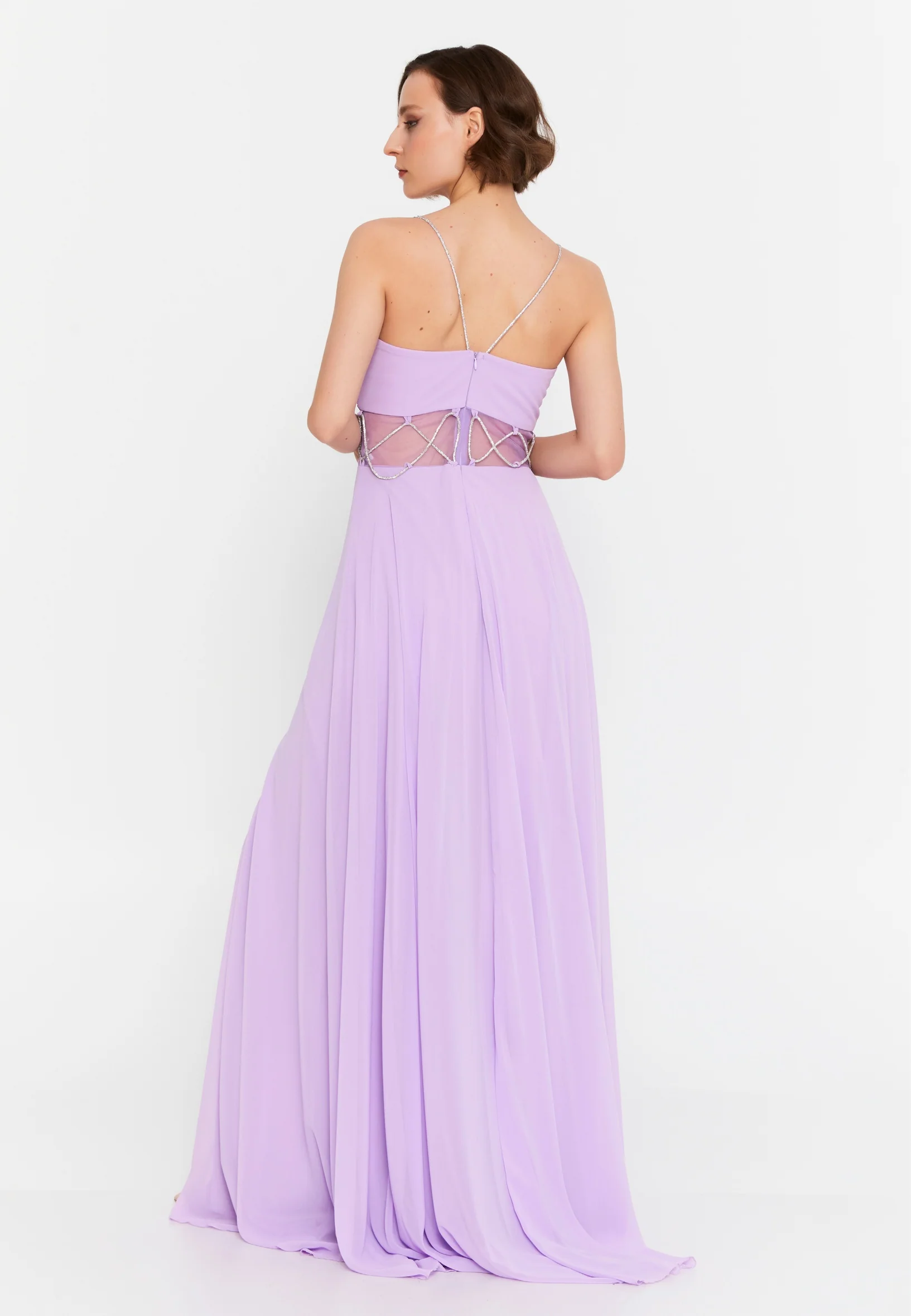 Sleeveless Maxi Chiffon Column Regular Wedding Guest Dress msp77180 - Image 10