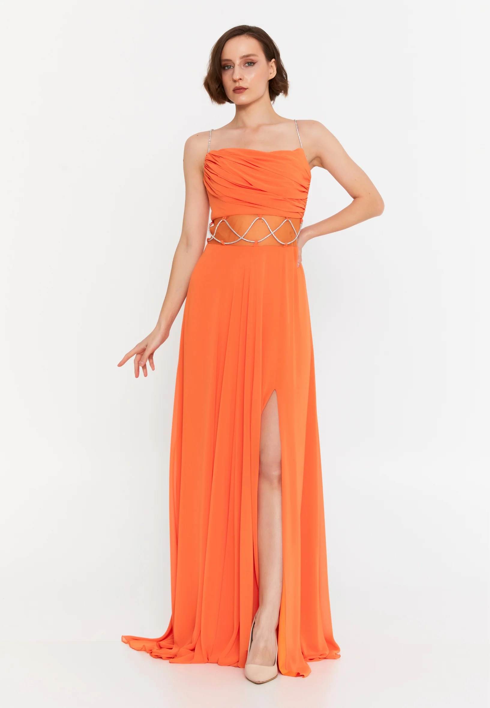 Sleeveless Maxi Chiffon Column Regular Wedding Guest Dress msp77180 - Image 13