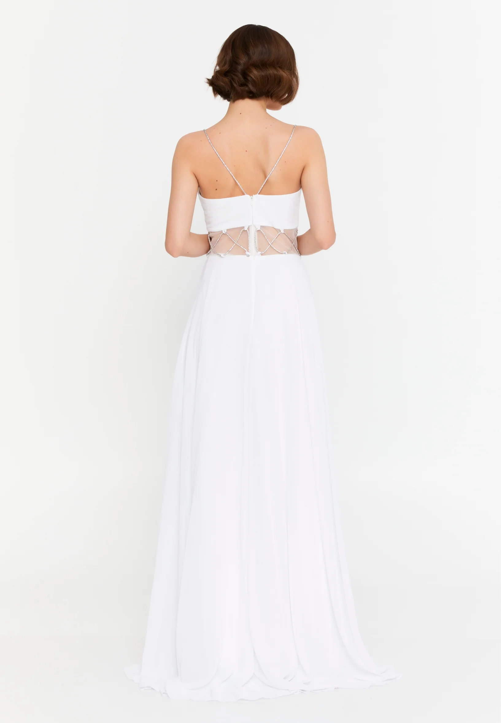 Sleeveless Maxi Chiffon Column Regular Wedding Guest Dress msp77180 - Image 2