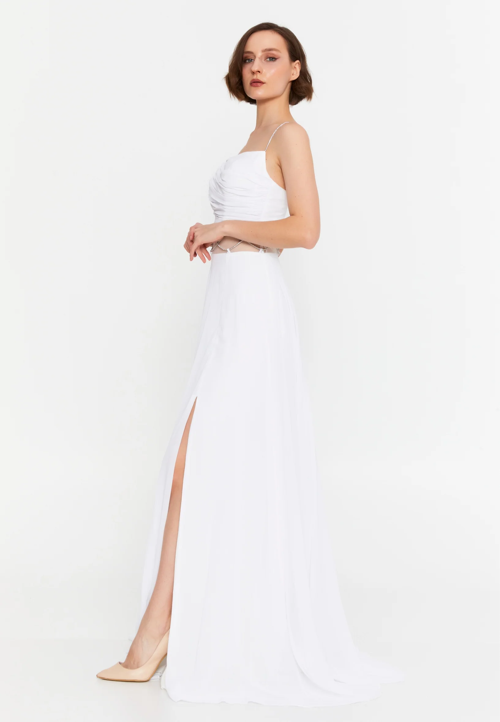 Sleeveless Maxi Chiffon Column Regular Wedding Guest Dress msp77180 - Image 3