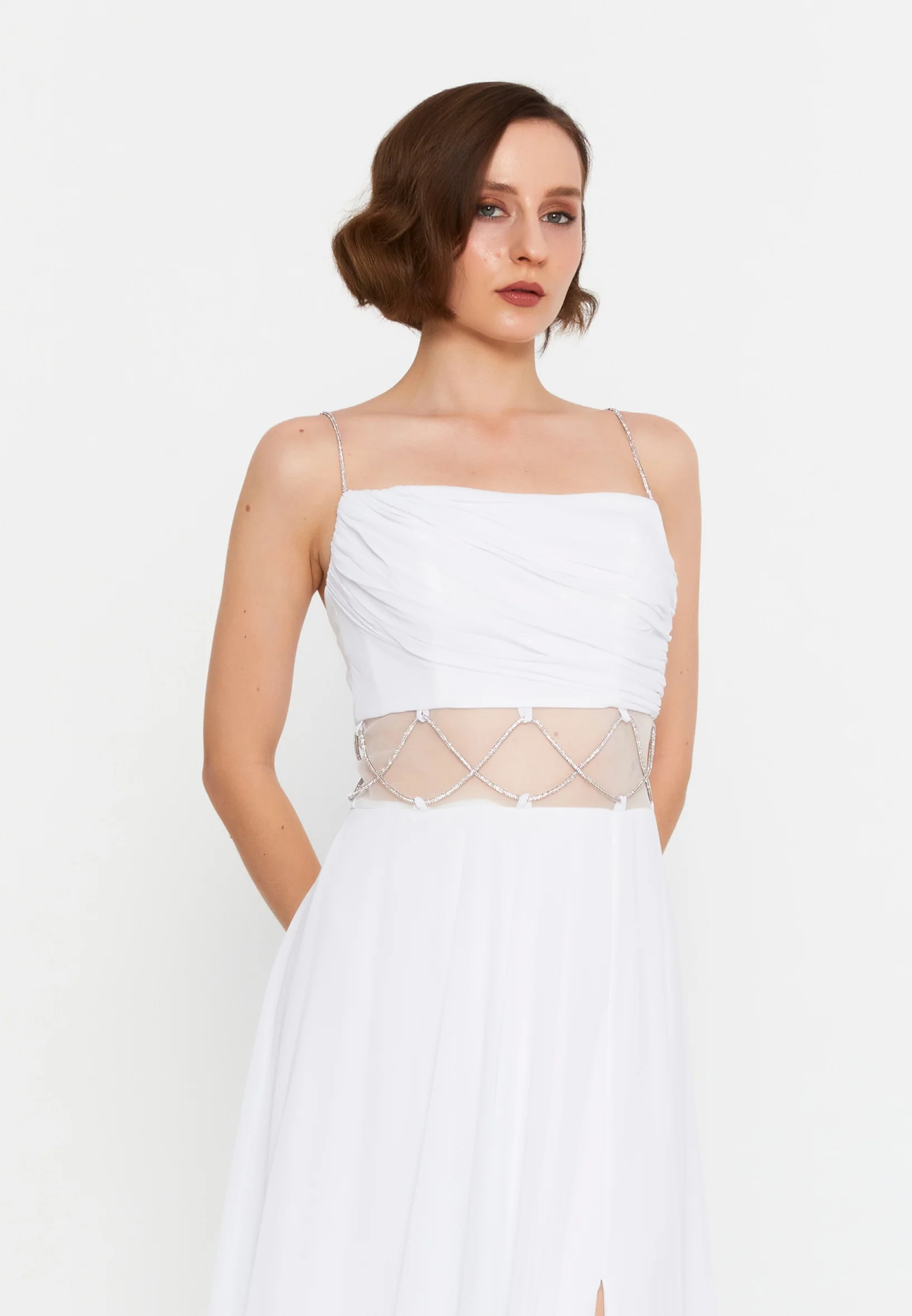 Sleeveless Maxi Chiffon Column Regular Wedding Guest Dress msp77180 - Image 4