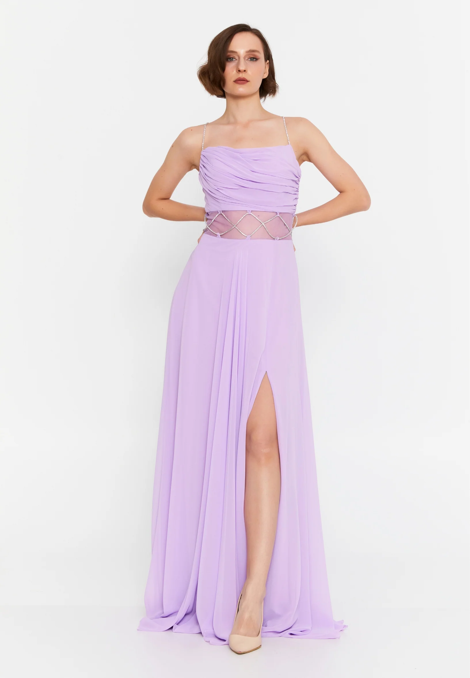 Sleeveless Maxi Chiffon Column Regular Wedding Guest Dress msp77180 - Image 9