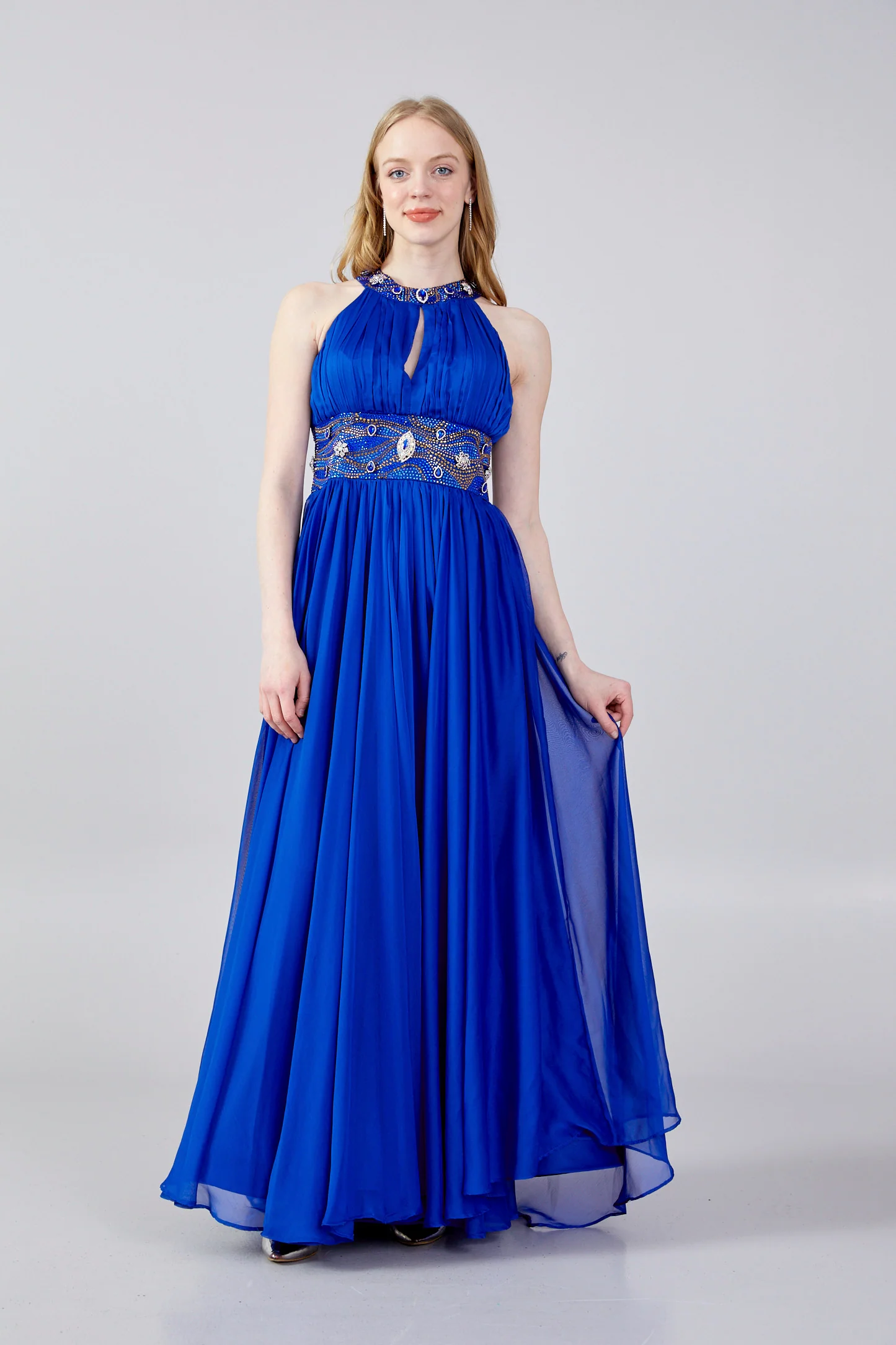 Sleeveless Maxi Chiffon Column Regular Wedding Guest Dress mtn88120