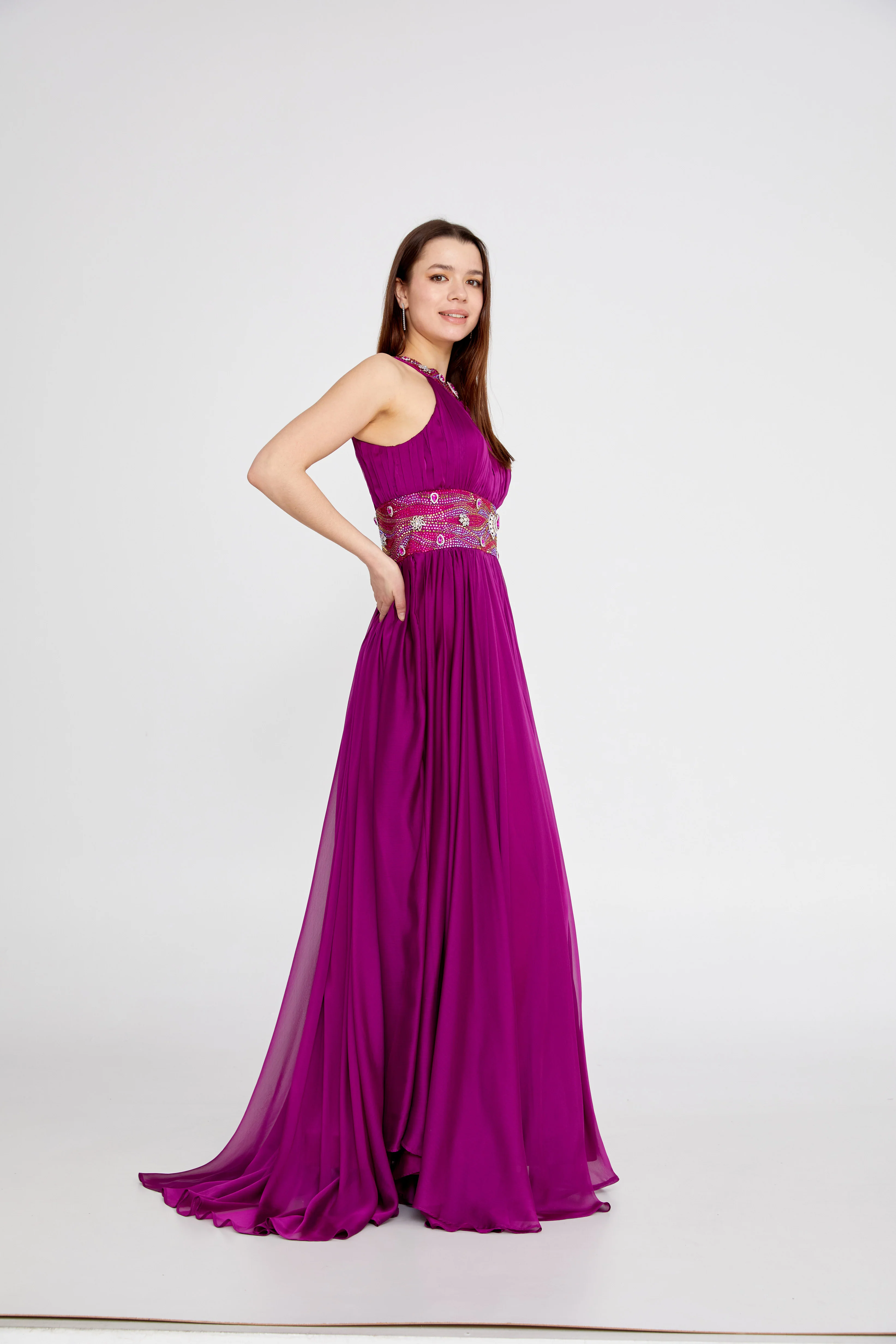 Sleeveless Maxi Chiffon Column Regular Wedding Guest Dress mtn88120 - Image 11