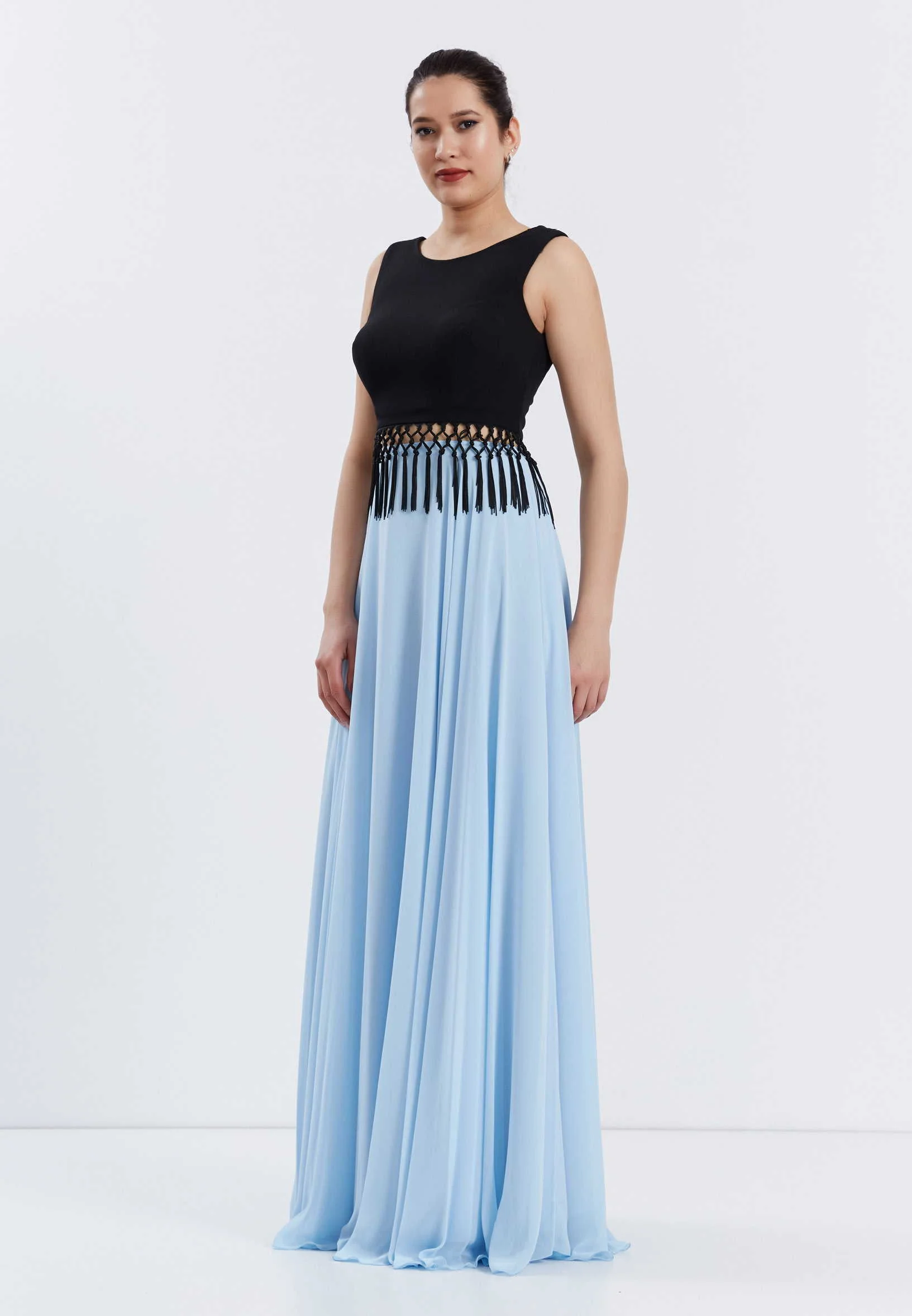Sleeveless Maxi Chiffon Column Regular Wedding Guest Dress oli7192 - Image 3