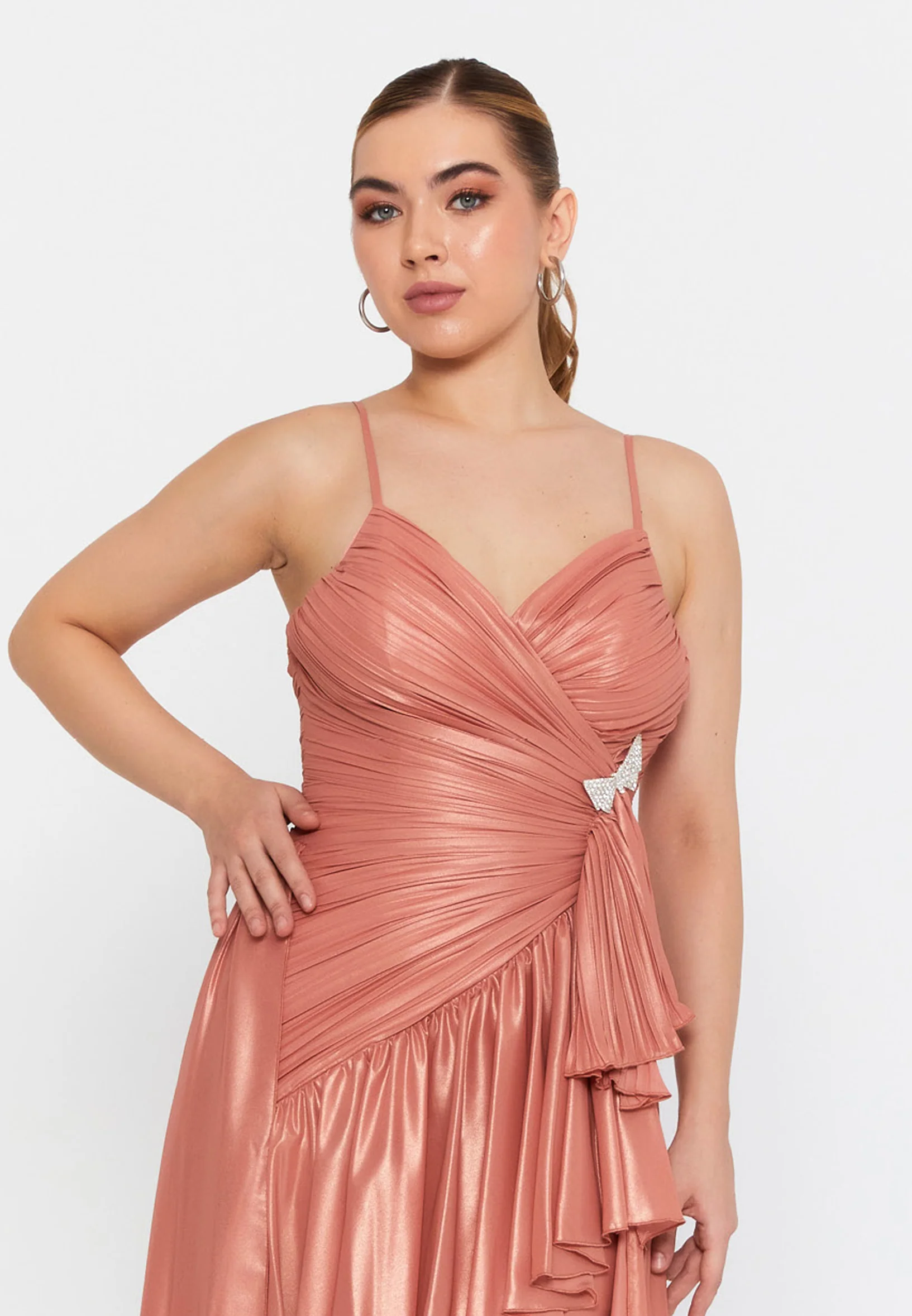 Sleeveless Maxi Chiffon Column Regular Wedding Guest Dress omn056 - Image 5