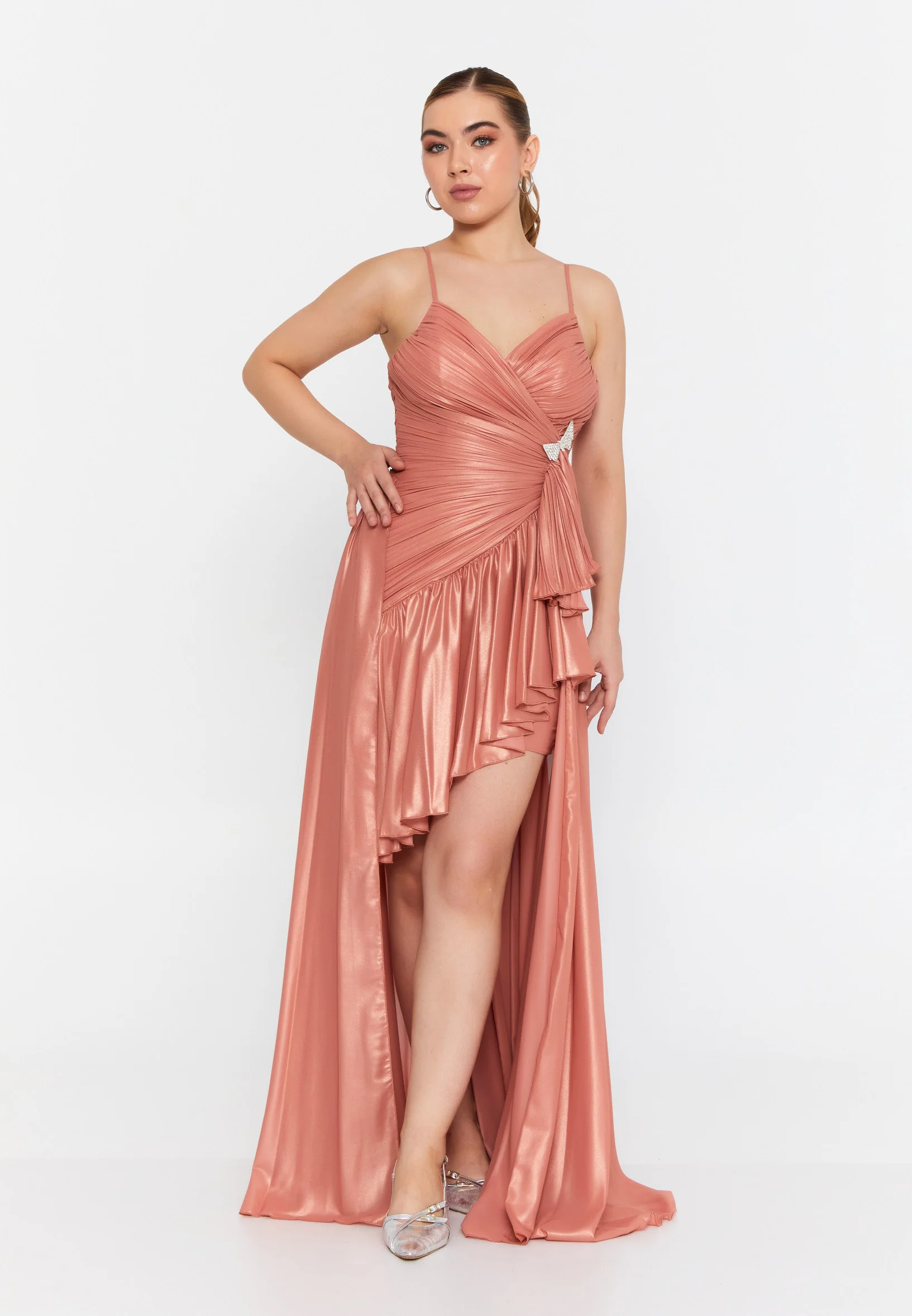 Sleeveless Maxi Chiffon Column Regular Wedding Guest Dress omn056 - Image 6