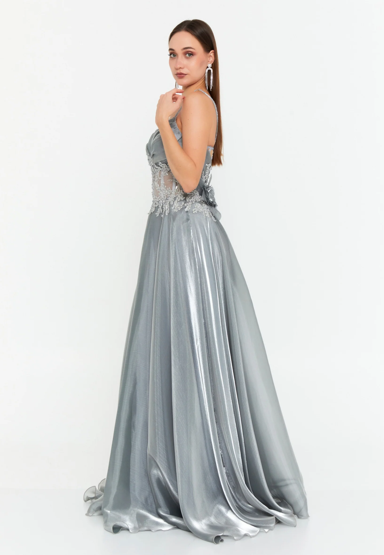 Sleeveless Maxi Chiffon Column Regular Wedding Guest Dress omn669 - Image 3