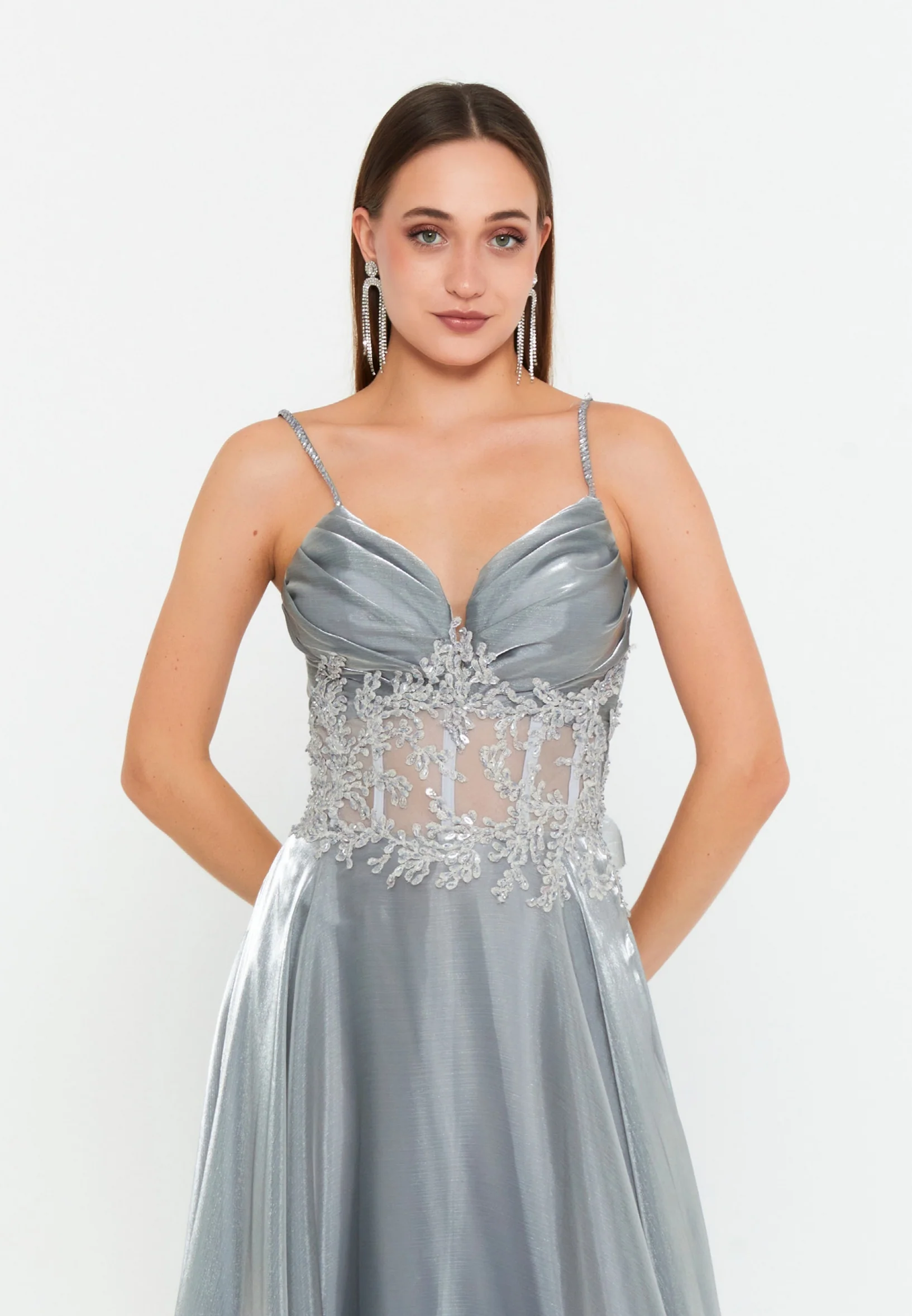 Sleeveless Maxi Chiffon Column Regular Wedding Guest Dress omn669 - Image 4