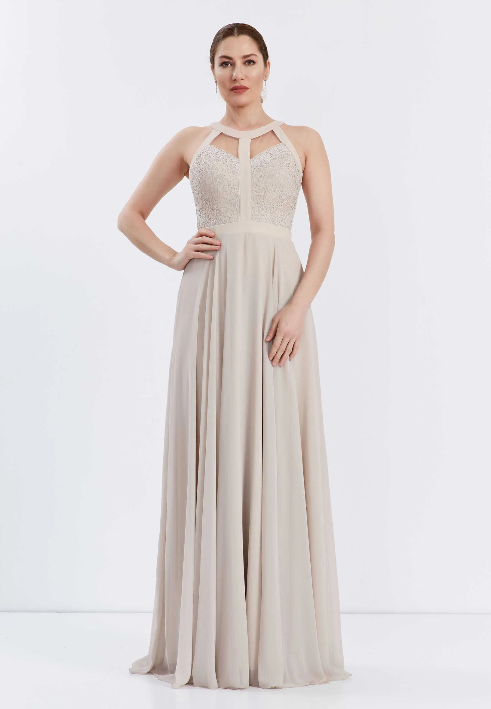 Sleeveless Maxi Chiffon Column Regular Wedding Guest Dress ppl00640